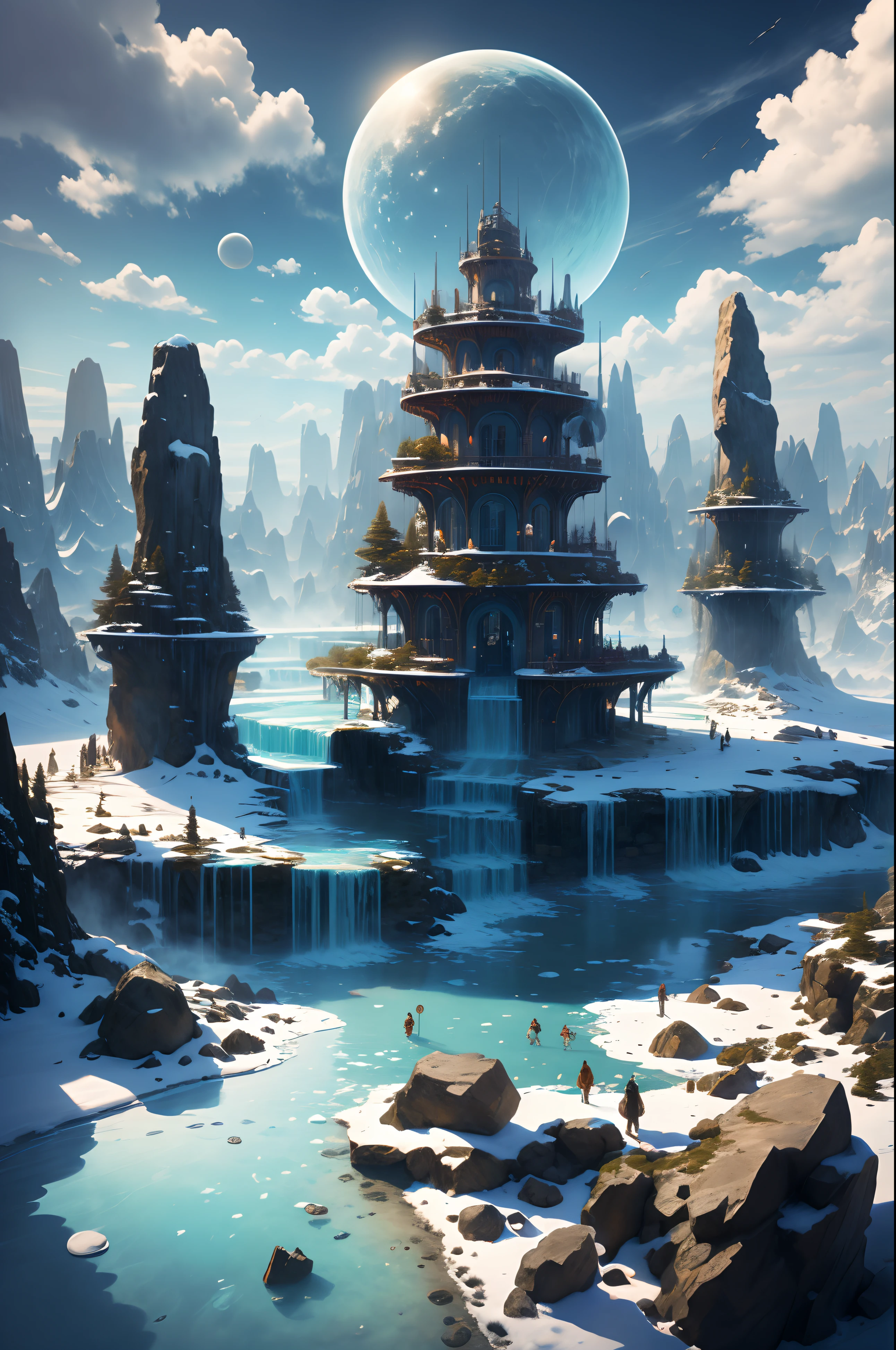 Aqueoria, drawing from the Water Tribes, is a land of ice and water. Cities stand upon frozen lakes and inlets, where ice benders carve magnificent ice sculptures, and a strong sense of community warms the chill of the icy wilderness