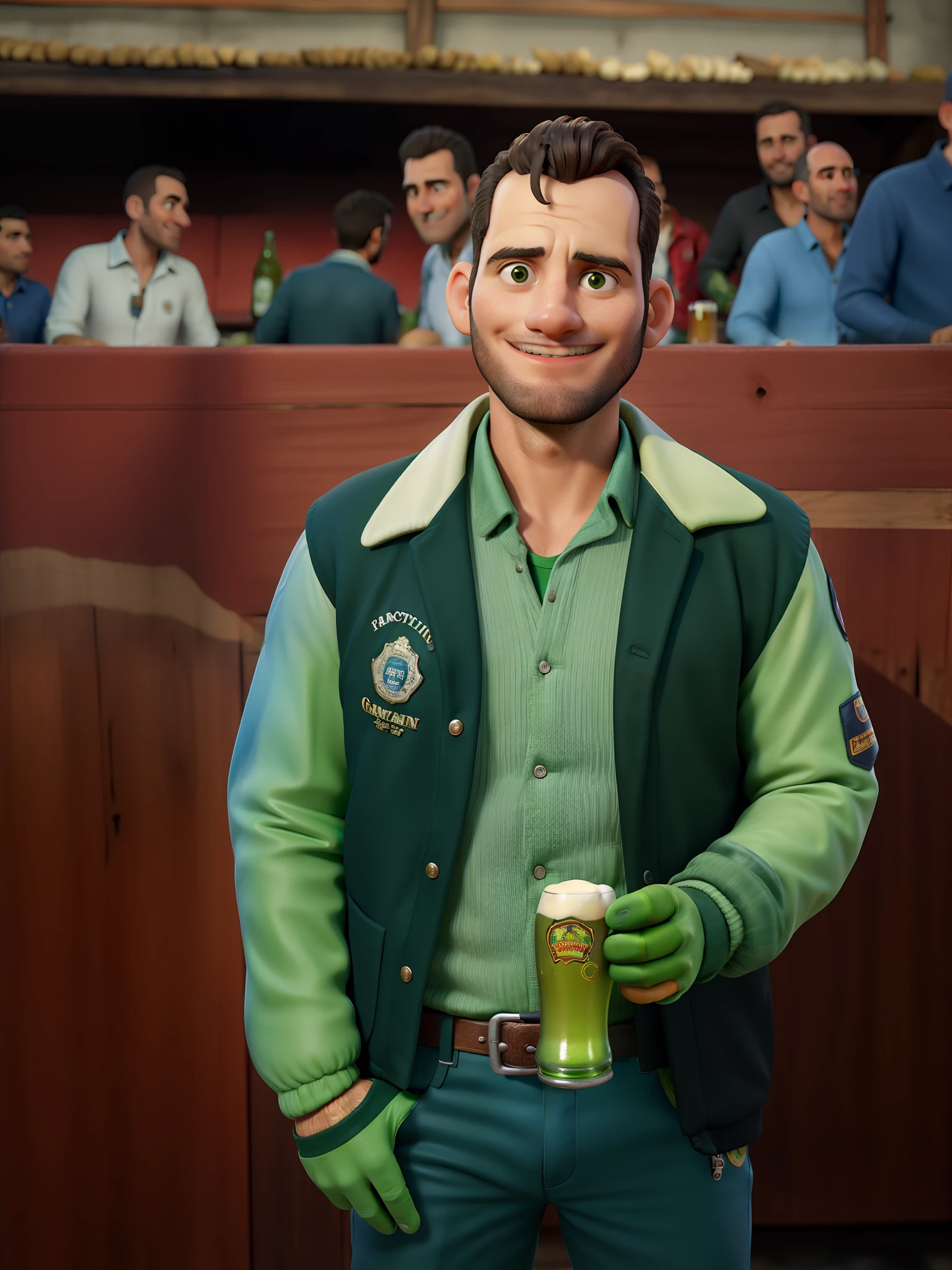 Fundo de rodeio, jaqueta da agronomia, beer in hand