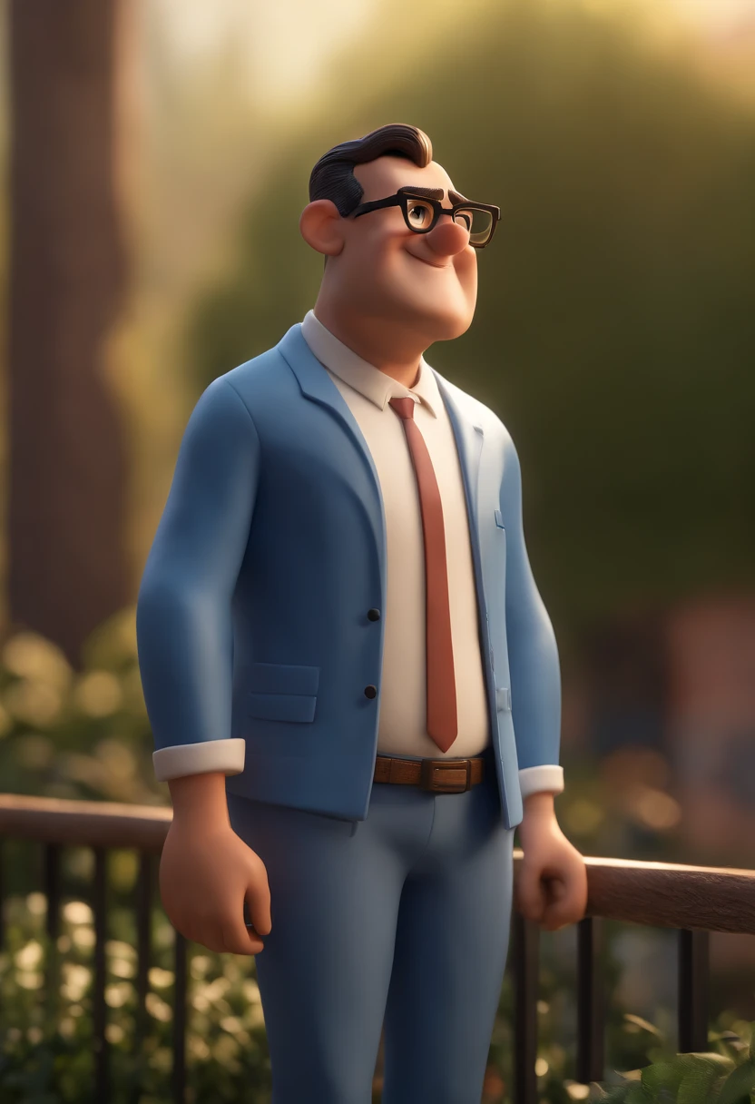 Cartoon character of a man with black glasses and a blue shirt, animation character, Caractere estilizado, animation style rendering, 3D estilizado, Arnold Maya render, 3 d render stylized, toon render keyshot, Personagem 3D, Personagem 3D, 3d rendering stylized, 3 d character render, personagem de desenho animado, Personagem de close up, Pose de personagem, (Estilo Pixar) (master part:1.2) (Bokeh) (best quality) (pele detalhada) (textura detalhada) (8k) (argila) (Cinematic lighting) (foco nítido