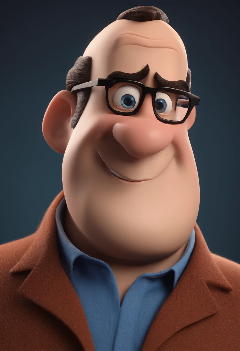 Cartoon character of a man with black glasses and a blue shirt, animation character, Caractere estilizado, animation style rendering, 3D estilizado, Arnold Maya render, 3 d render stylized, toon render keyshot, Personagem 3D, Personagem 3D, 3d rendering stylized, 3 d character render, personagem de desenho animado, Personagem de close up, Pose de personagem, (Estilo Pixar) (master part:1.2) (Bokeh) (best quality) (pele detalhada) (textura detalhada) (8k) (argila) (Cinematic lighting) (foco nítido