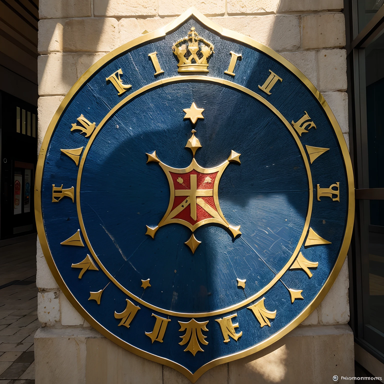 Uma logo com um escudo, uma coroa em cima e duas espadas cruzadas ao centro