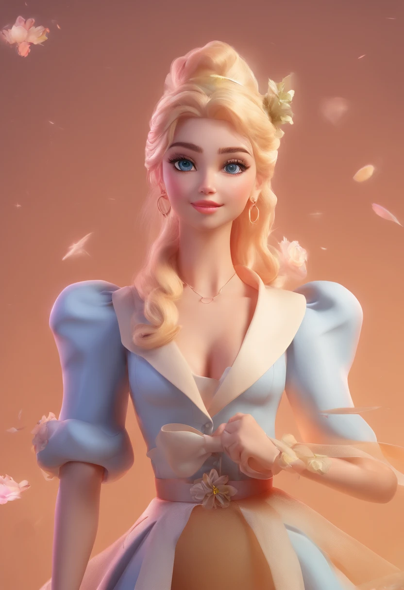 best quality, master part, fotorrealista, extremamente detalhado CG unidade 8k papel de parede, Chibi,1girl, Elsa,sozinho, cheio_corpo, sorrir, Olhando_em_visualizador, ao ar livre,
