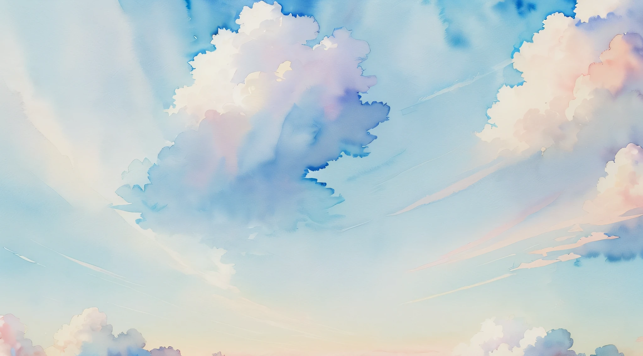 (Watercolor touch:1.4), ((Light blue and emerald green color scheme:1,3)) ,(Sun and sky:1.1)Chinese style painting, （The absence of humans and animals）、((light toned:1.3))(Pale blue daytime sky:1.4)、Blue sky at noon、fluffly, (Gradient color:1.4)、（Pale color:1.3）Iridescent sky、 ((top-quality)), ((tmasterpiece)), ( extreme hight detail, highestdetailed, offcial art, aestheticly pleasing:1.2), depth of fields, Beautiful bright sky style scene。Wallpaper 4k,Anime art wallpaper 8k, Amazing wallpapers, ,luminous sky heaven background, The colors of heaven, Background sky, Light gradient,soft sky, Colorful sky, ((pastel faded effect)), Ethereal background, sky gradient, pastel rainbow, Kingdom of Heaven background, Dreamy colors, dreamy sky, airy colors, Colorful sky, Mysterious clouds,