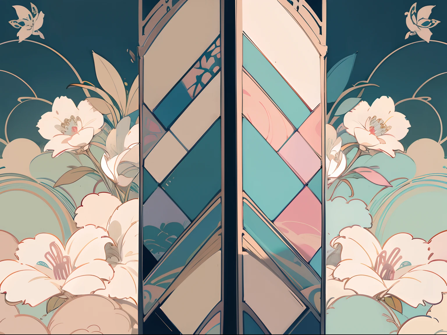 texture, graphic, drafting, masterpiece, pastel color,top quality, sticker, individual arrangement, random pattern, side-by-side, planar composition, design, flower