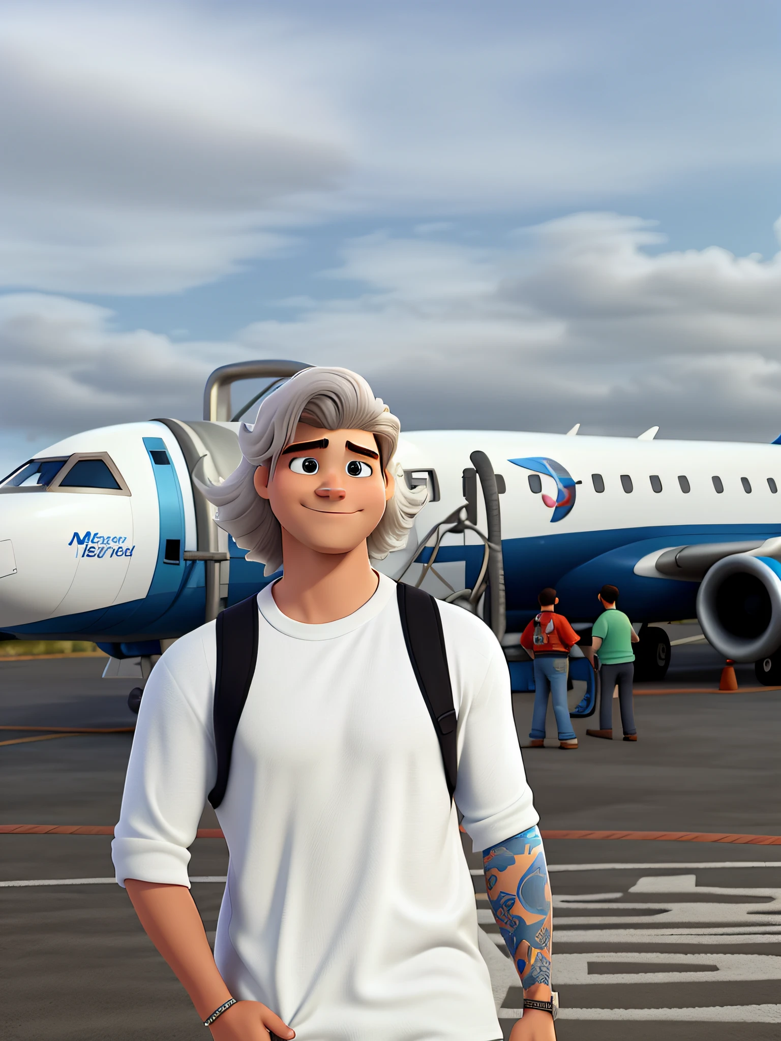 Um homem com cabelo branco estilo disney pixar, alta qualidade, melhor qualidade