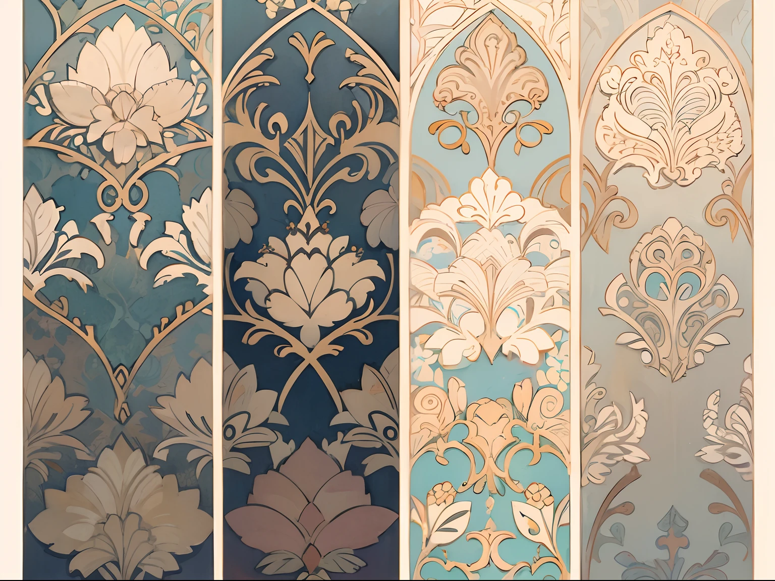 watercolor, texture, graphic, drafting, Damask, masterpiece, pastel color,top quality, sticker, individual arrangement, random pattern, side-by-side, planar composition, design,