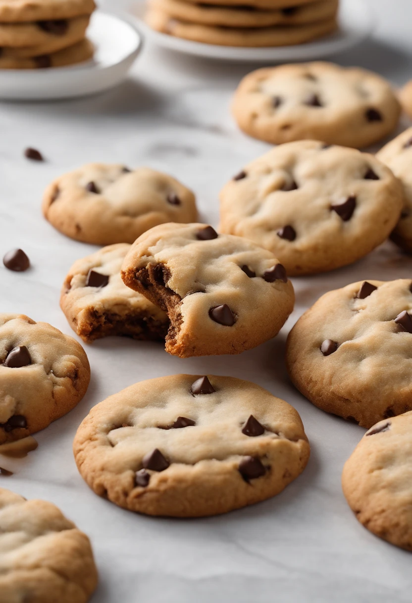 Give me one，Cookies or cookies burst open，Very impactful figure，Pure white background，Realistic and delicate