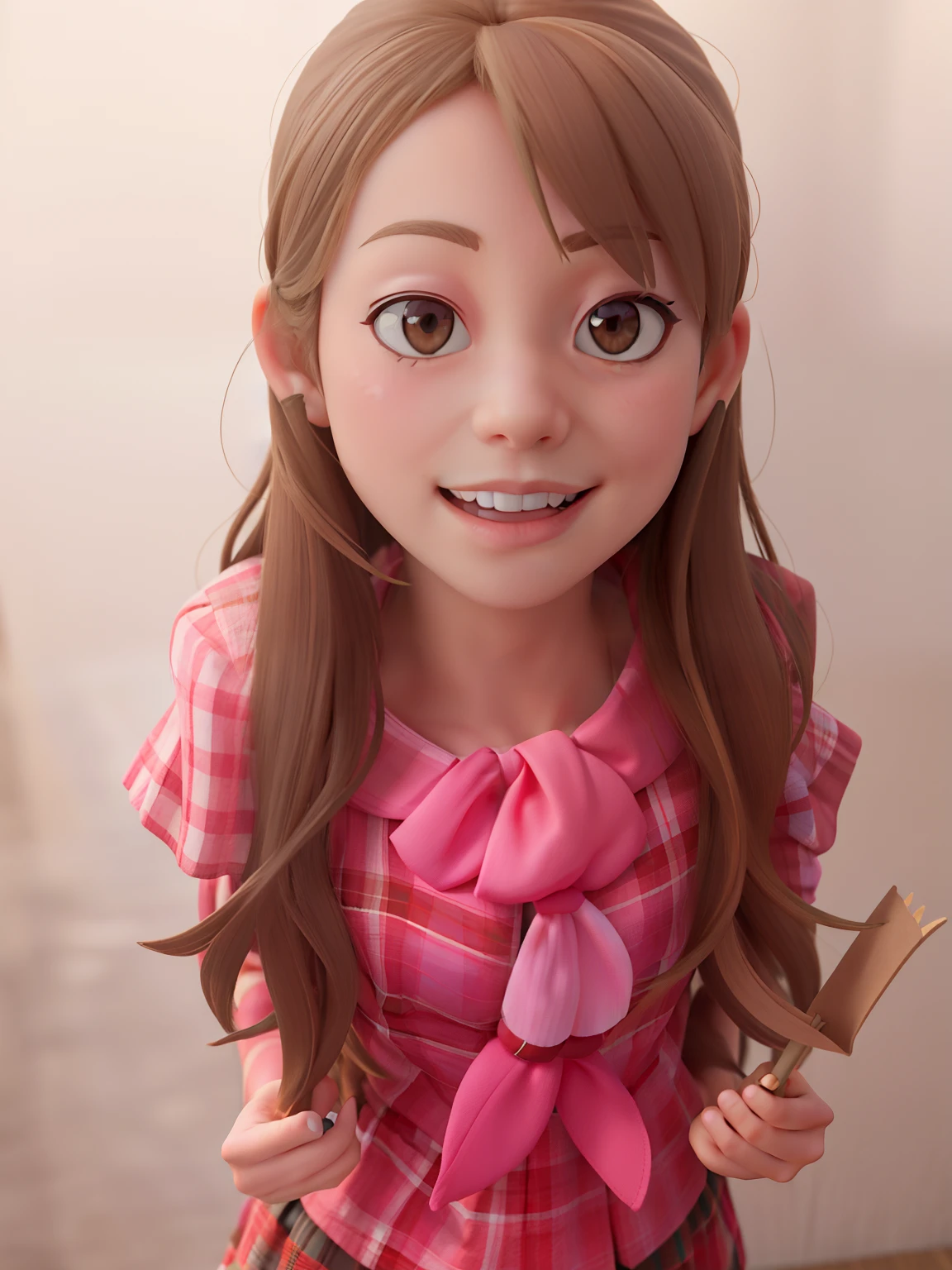 masterpiece, high quality best quality,1girl, bangs, beach, blue_sky, blush, bow, breasts, checkered, checkered_shirt, checkered_skirt, cloud, cloudy_sky, collarbone, day, envelope, giving, grass, hair_bow, heart, holding, holding_letter, horizon, incoming_gift, kazami_yuuka, leaning_forward, lens_flare, letter, light_rays, long_hair, looking_at_viewer, love_letter, mountain, mountainous_horizon, ocean, outdoors, plaid, plaid_background, plaid_bikini, plaid_bow, plaid_bowtie, plaid_bra, plaid_dress, plaid_headwear, plaid_jacket, plaid_legwear, plaid_necktie, plaid_neckwear, plaid_panties, plaid_pants, plaid_ribbon, plaid_scarf, plaid_shirt, plaid_skirt, plaid_vest, pov, shirt, skirt, sky, smile, solo, sun, sunbeam, sunlight, tree, unmoving_pattern