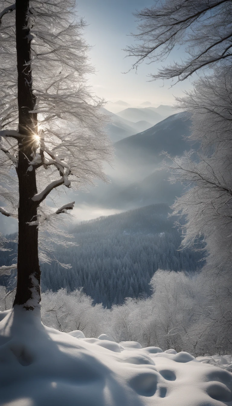 The whole world is covered by pure white snow, as if it is a fairy tale world dressed in silver. The branches are adorned with translucent ice crystals, shimmering with enchanting light under the sunlight. Snowflakes gently fall, like angel feathers, softly covering the earth. This scene is like a carefully painted picture, making people involuntarily intoxicated. The distant mountains are also covered with snow, resembling snow sculptures, giving a sense of tranquility and mystery. In such a scene, I feel as if I am in a fairy tale world, experiencing the magic and beauty of nature.