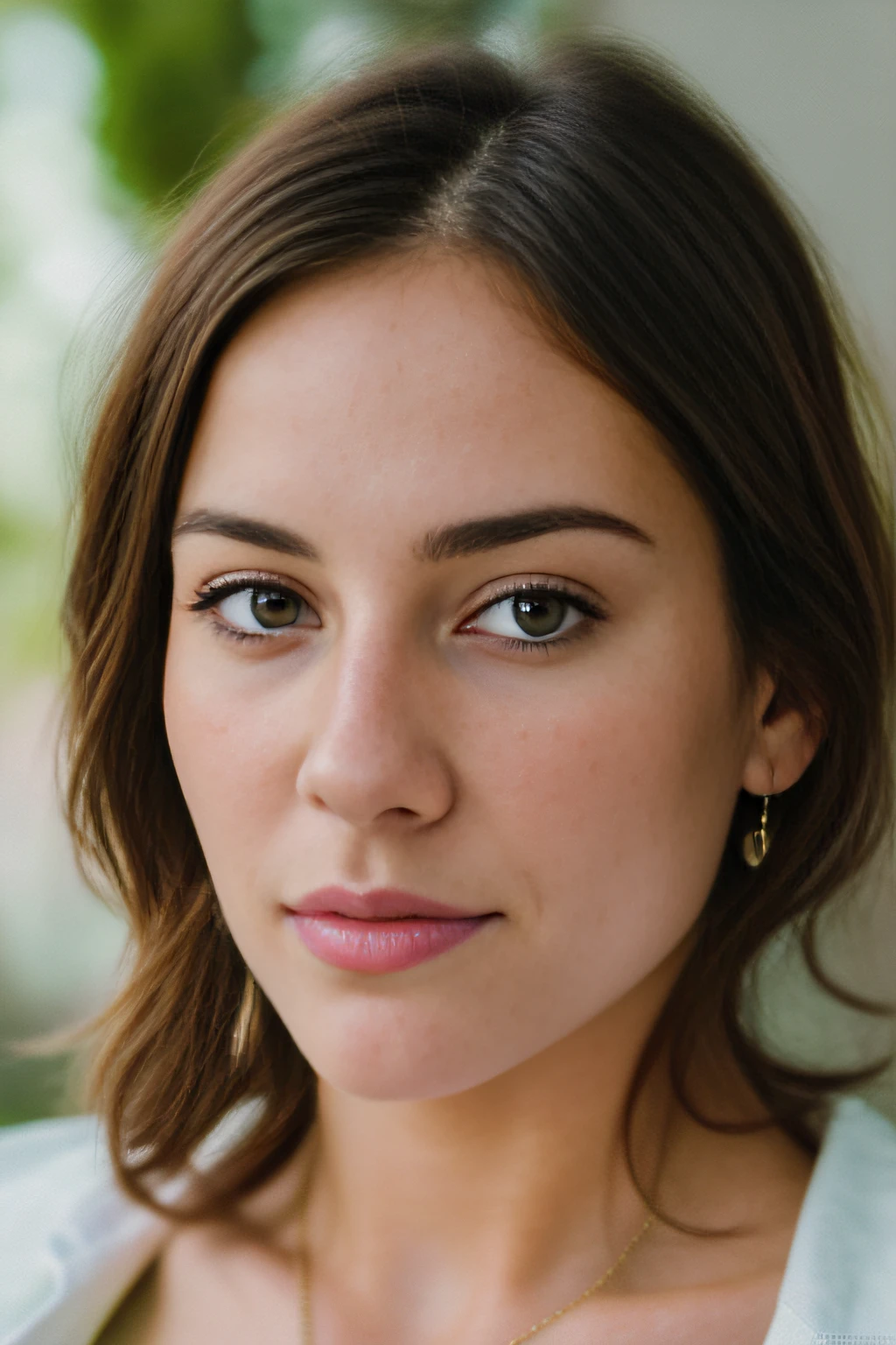 (best quality, highres, ultra-detailed), realistic, (HDR, vivid colors), (portrait:1.2), (woman:1.2), (random seed=292984291), looking at the viewer, self-portrait, no makeup, sexy.