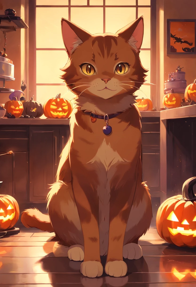 Cat Halloween Party,(Brown cat),Movmov