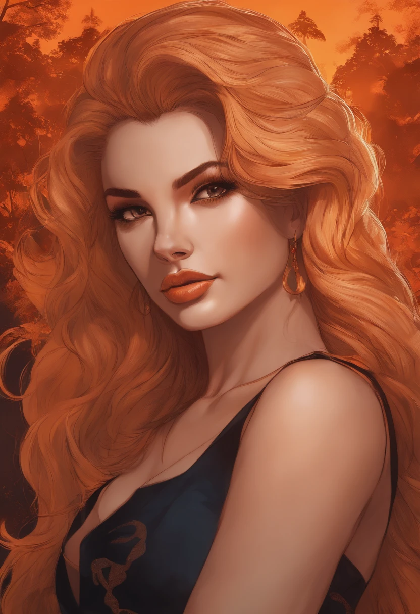 Desenho de uma pantera brava, com detalhes laranja no estilo anime