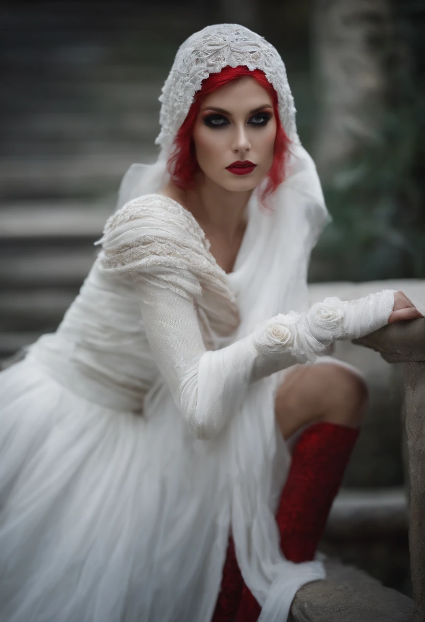 White bandage with red eyes