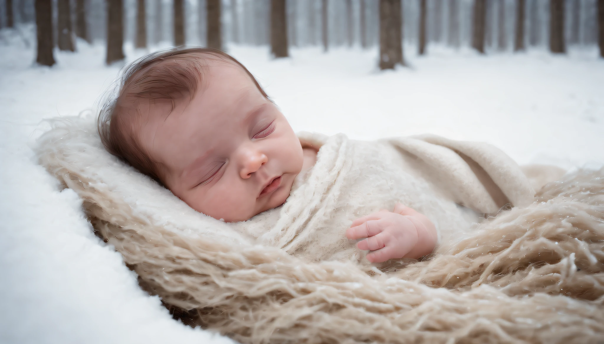 abandoned in the snow lying limbs exposed on blankets of wool and fur, medieval Hungary, eerie, gothic, night, snow covered forest, scene from horror film, 8k, ultrarealistic, cinematic, cinematic scene from film