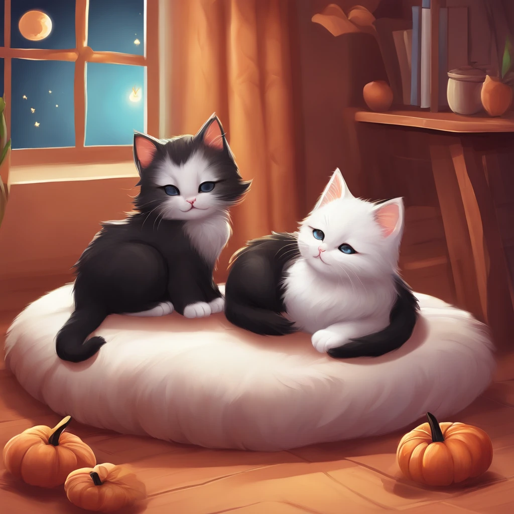 100Kittens Are sleeping cute little illustratio picture moe black cat Halloween Diabolical kawaii Cute Anime Pictures