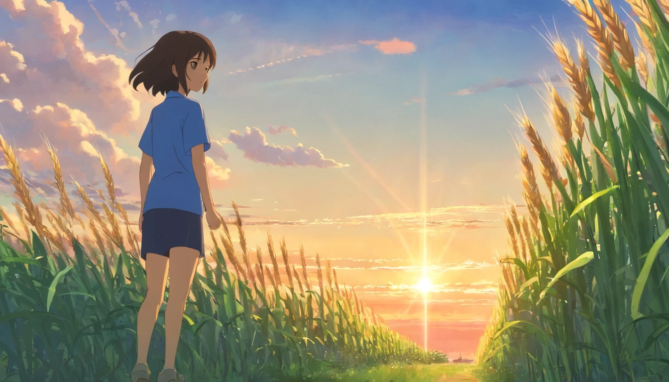 tmasterpiece,Best quality at best,(The is very detailed的 CG unified 8k 壁纸)(best qualtiy),(Most Best Illustration),(best shadow)Harvest wheat naturally,Super meticulous,baiyun,blue-sky,without humans --v6
