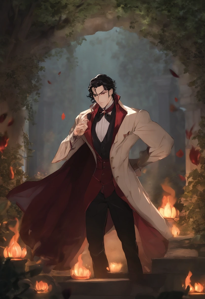 personagem masculino, Homem, dracula, vampiro, Olhos vermelhos, corpo magro e sarado, Calistênic body, sexy, anime 8k, bonito na arte demon slayer, coberto por uma capa, Nu sob o manto, pentelhos grandes e macios, muitos pentelhos, NFSW, sem censura, coxas malhadas, lingerie por debaixo da capa, Harem of men in the background
