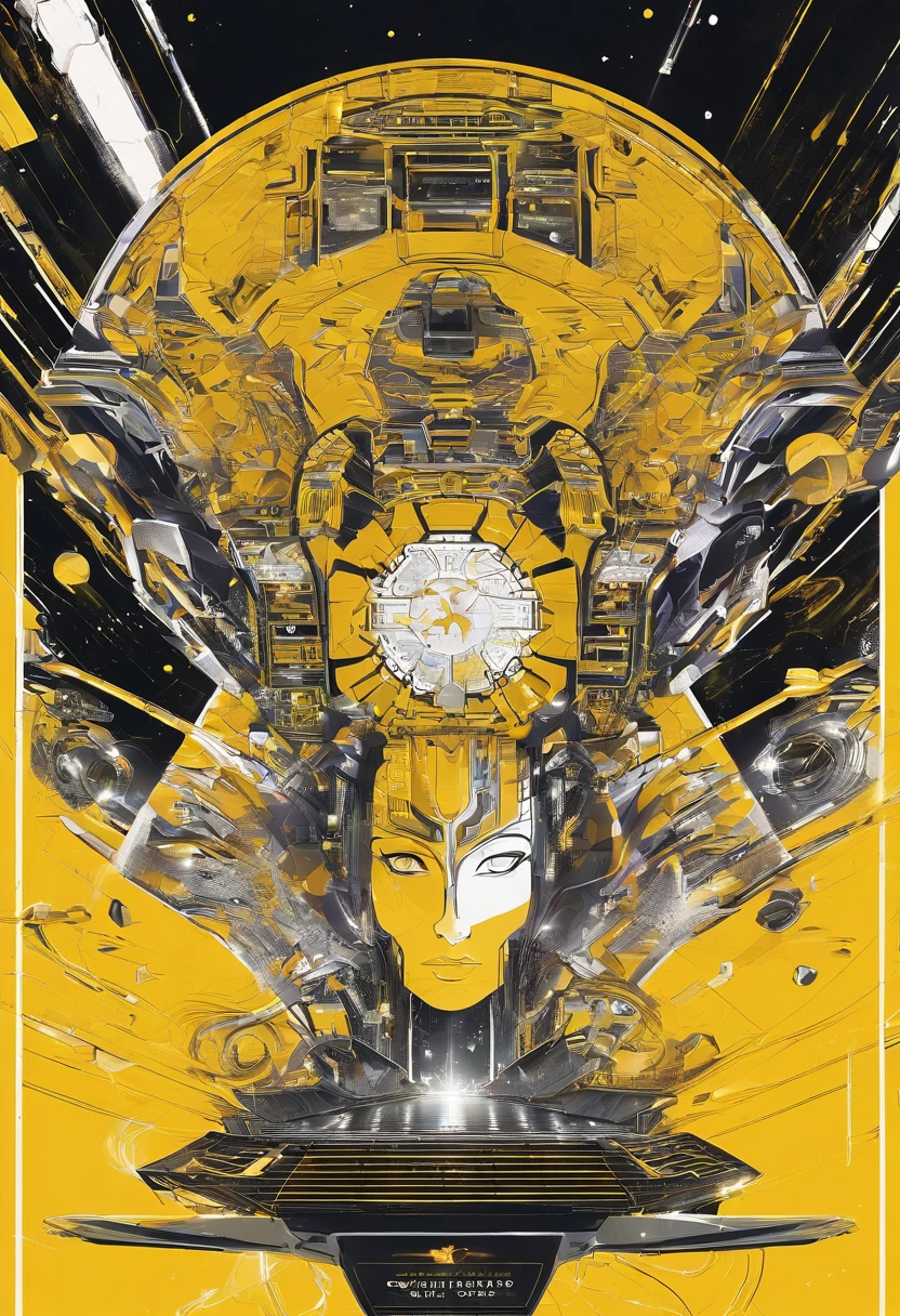 "Generate a visually stunning print ad for 'EMPIRE777, ' an online casino brand, with a luxurious space casino theme. The mood and tone should predominantly feature gold, yellow, and black colors.", Futurism, glowing light, Wide-Angle, 360 view, best quality
