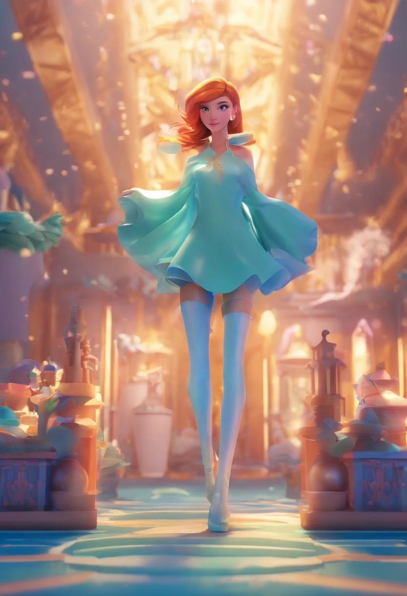 best quality, master part, fotorrealista, extremamente detalhado CG unidade 8k papel de parede, Chibi,1girl, Elsa,sozinho, cheio_corpo, sorrir, Olhando_em_visualizador, ao ar livre,