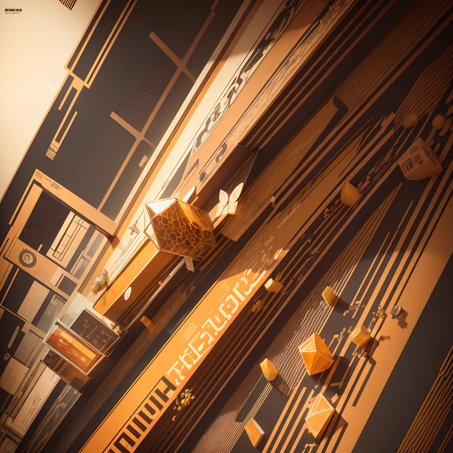 ,extreme detailed details,(Bauhaus style,highest details,Illustration style poster，Honey element, Fruit elements，Illustrations in a linear style，