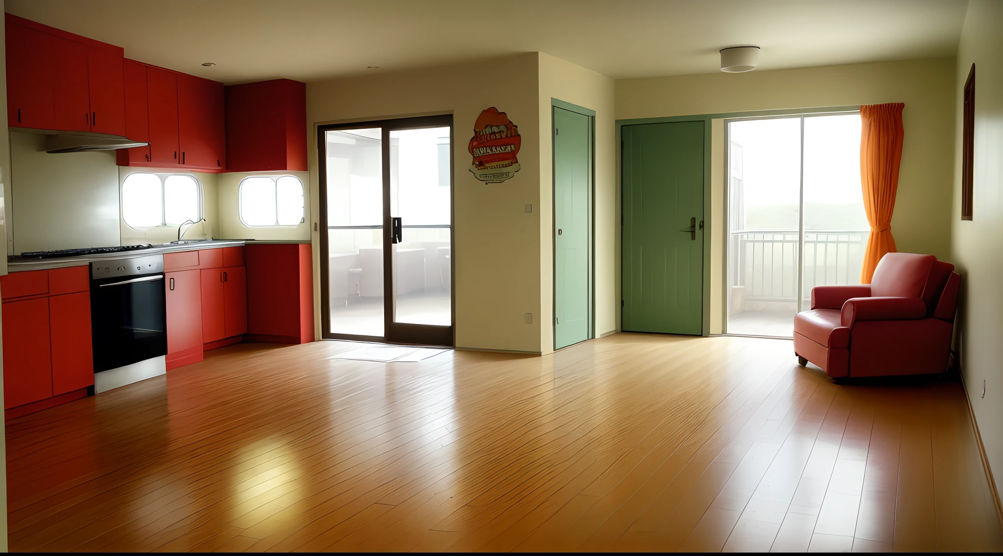 inside of 1990 house smeered with hotsauce and meat on the walls and floor
