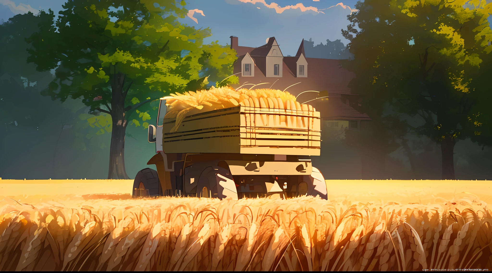 Masterpiece, best quality, (very detailed CG unified 8k wallpaper) (best quality), (best illustration), (best shade) nature harvest wheat , super detailed --v6