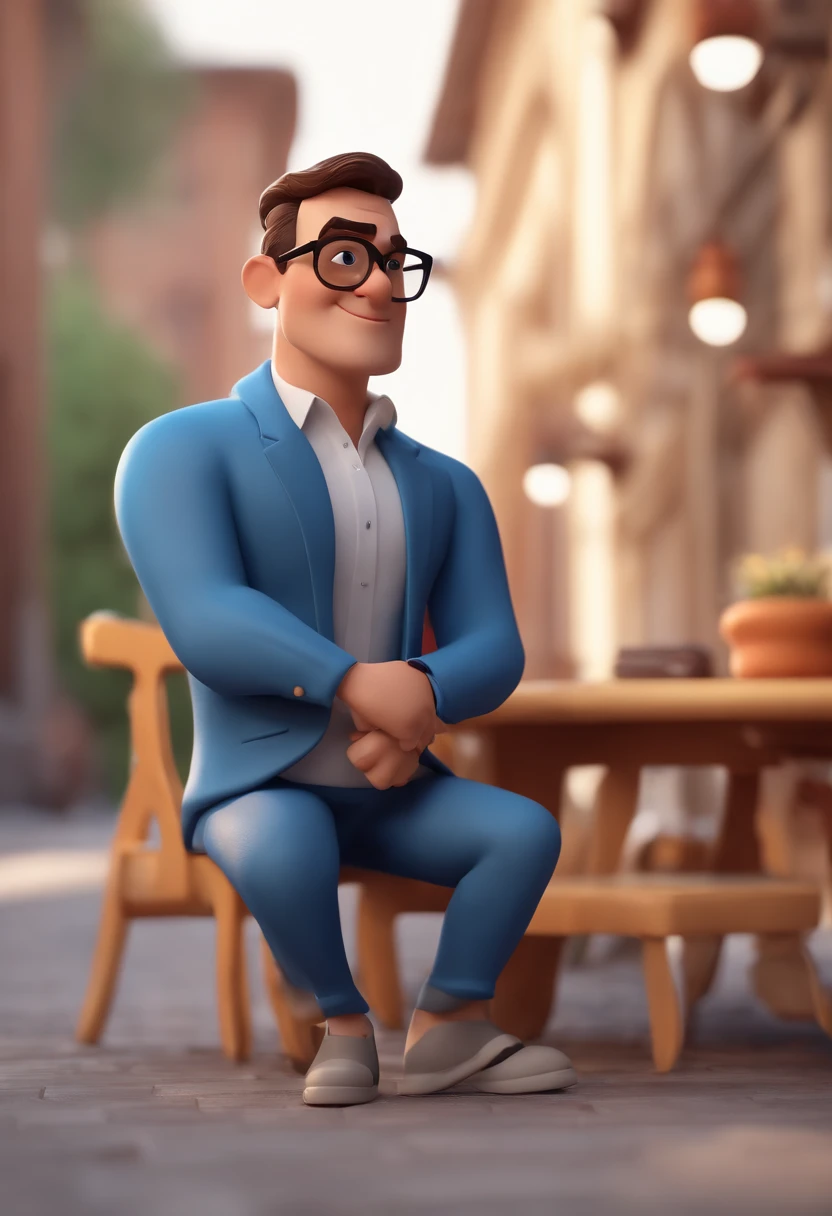 Cartoon character of a man with black glasses and a blue shirt, animation character, Caractere estilizado, animation style rendering, 3D estilizado, Arnold Maya render, 3 d render stylized, toon render keyshot, Personagem 3D, Personagem 3D, 3d rendering stylized, 3 d character render, personagem de desenho animado, Personagem de close up, Pose de personagem, (Estilo Pixar) (master part:1.2) (Bokeh) (best quality) (pele detalhada) (textura detalhada) (8k) (argila) (Cinematic lighting) (foco nítido