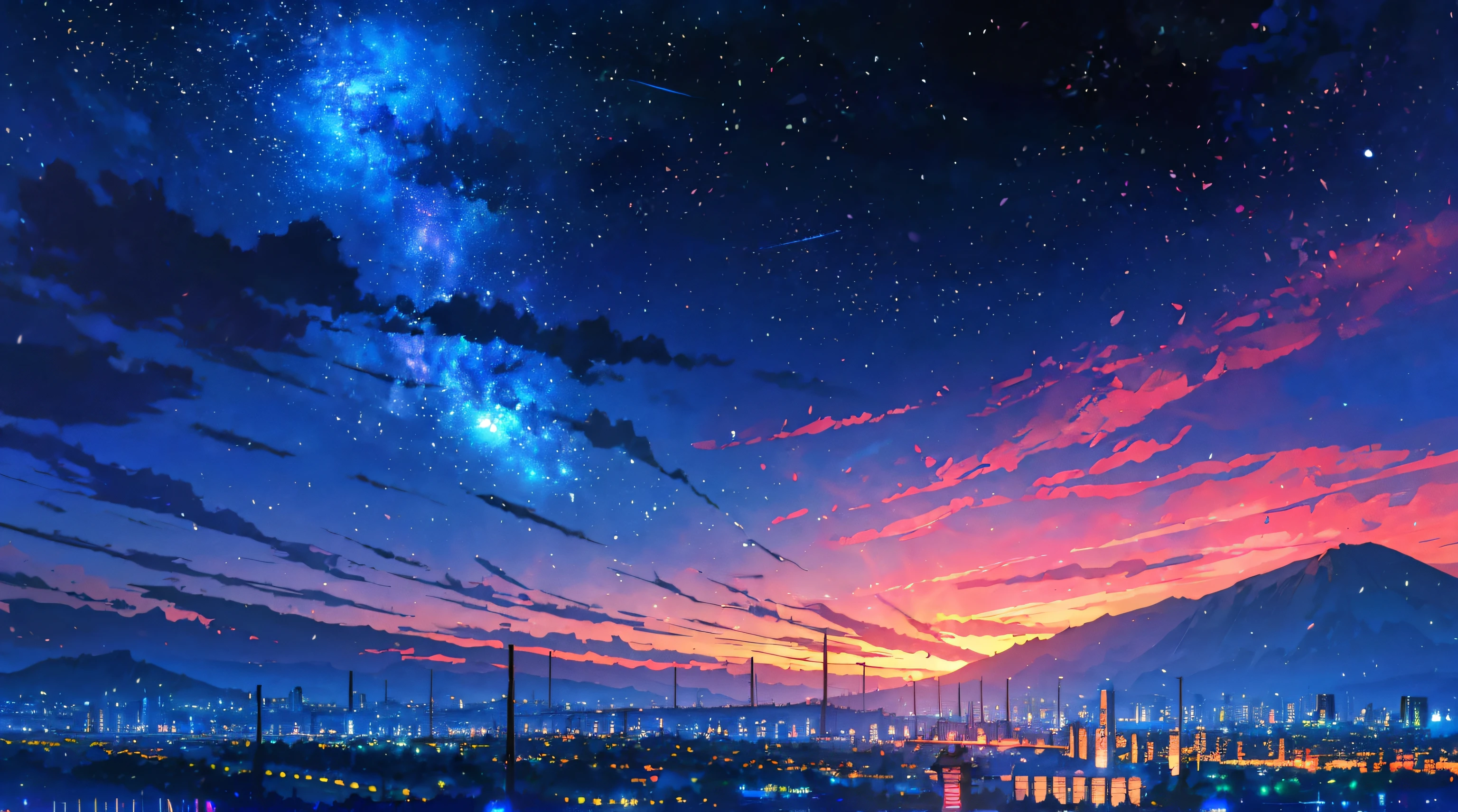 anime - style scene of a beautiful mounain with sky. by makoto shinkai, anime art wallpaper 4k, anime art wallpaper 4 k, anime art wallpaper 8 k, anime wallpaper 4k, anime wallpaper 4 k, 4k anime wallpaper, anime sky, amazing wallpaper, anime background, heaven planet in background, anime background art