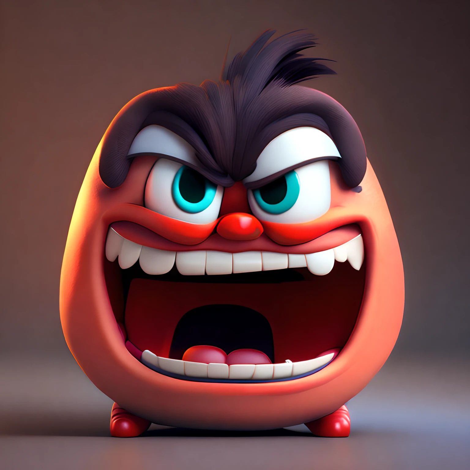 Pixar style, angry expression, 3D, deformed