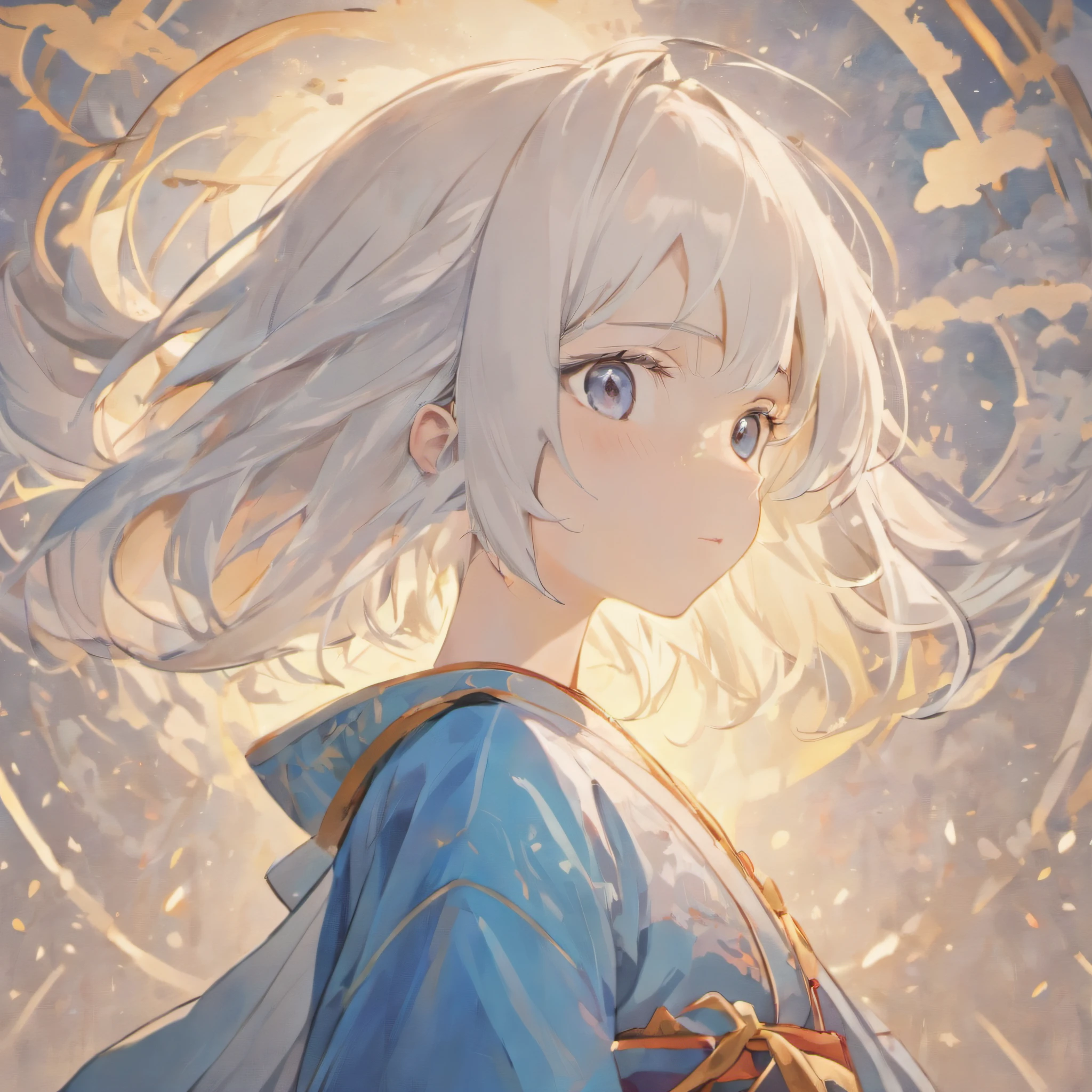 (White background:1.4),(Silhouette of a boy's head, Eyes closed, Long white hair, Oriental elements),(Chinese illustration:1.3,paper art:1.3, Quilted paper art:1.2),( reasonable design, Clear lines, High sharpness,Best quality, Very detailed, Masterpiece, movie light effect, 4K ) ,blue color eyes