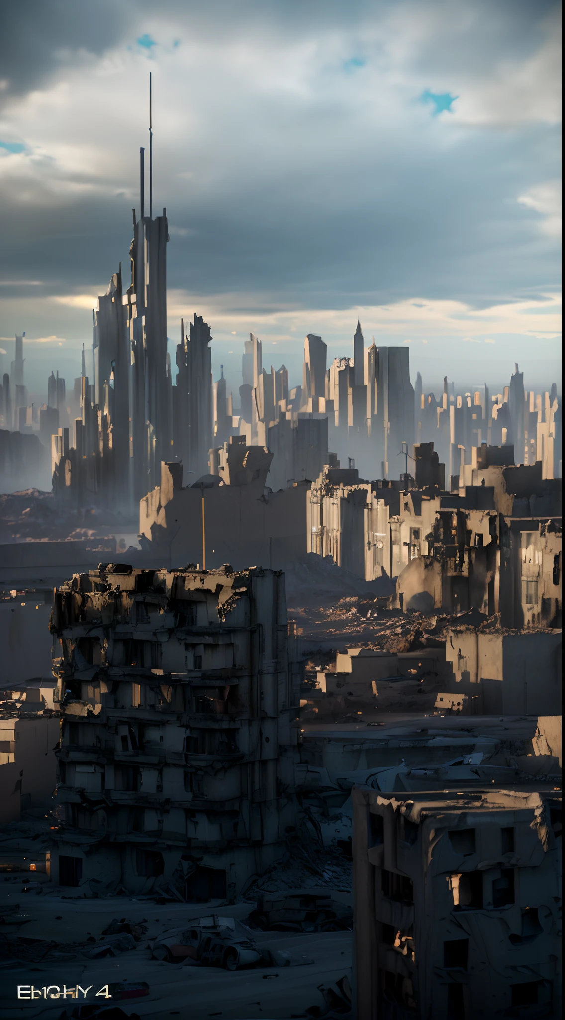 ((Better quality)), ((tmasterpiece))Wasteland City,dystopian city, 8k, epic cinematic, 4K 8K, destroyed city in background,Deep depth of field, photographed on a Sony Alpha 1, EF 24mm lens, f/5.6, hardfocus,The vision is clear,The background is clear,Natural light, illusory engine. retro film still,detailed cinematic shot, Unreal Engine 5 8K resolution, Wasteland environment, cinematic ligh,rendering,unreal-engine, Clearly visible,The background is clearly visible,No blurring,Deep depth of field,