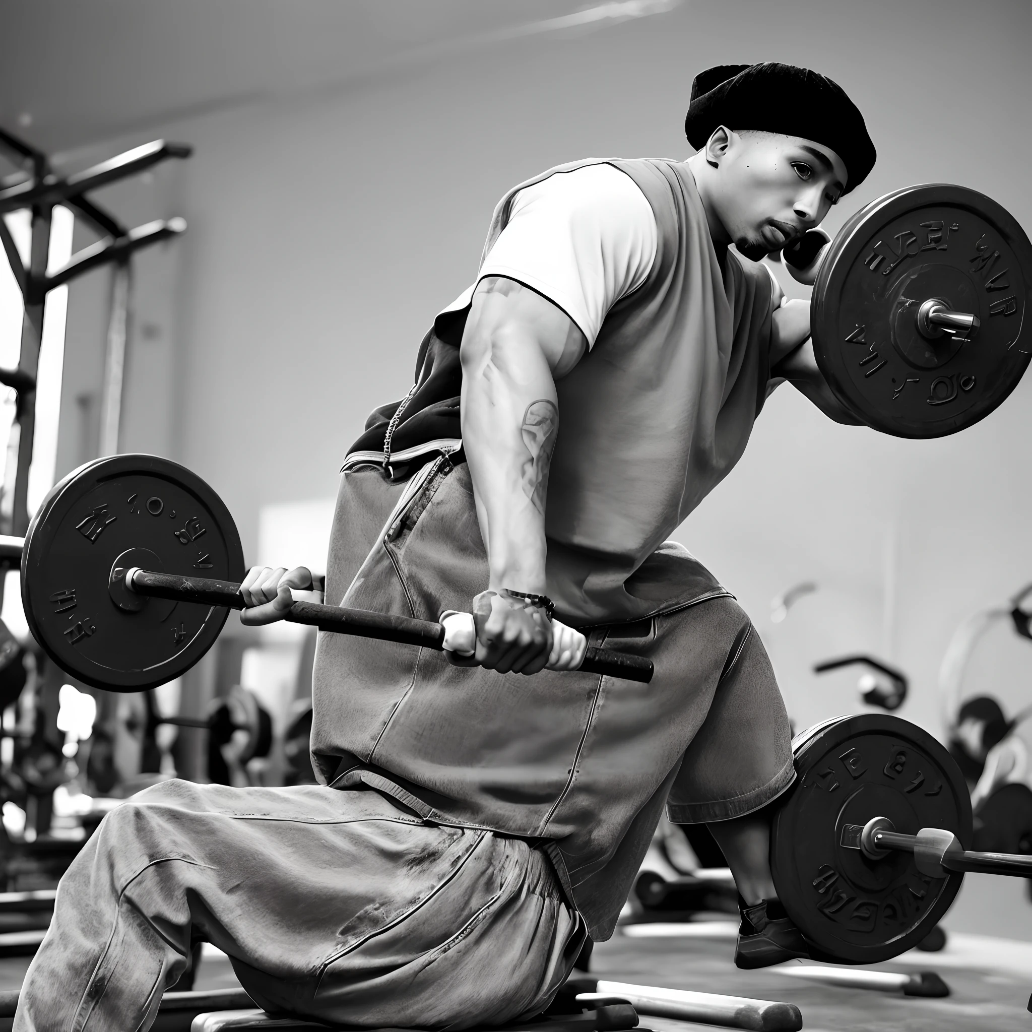 Tupac lifting weights