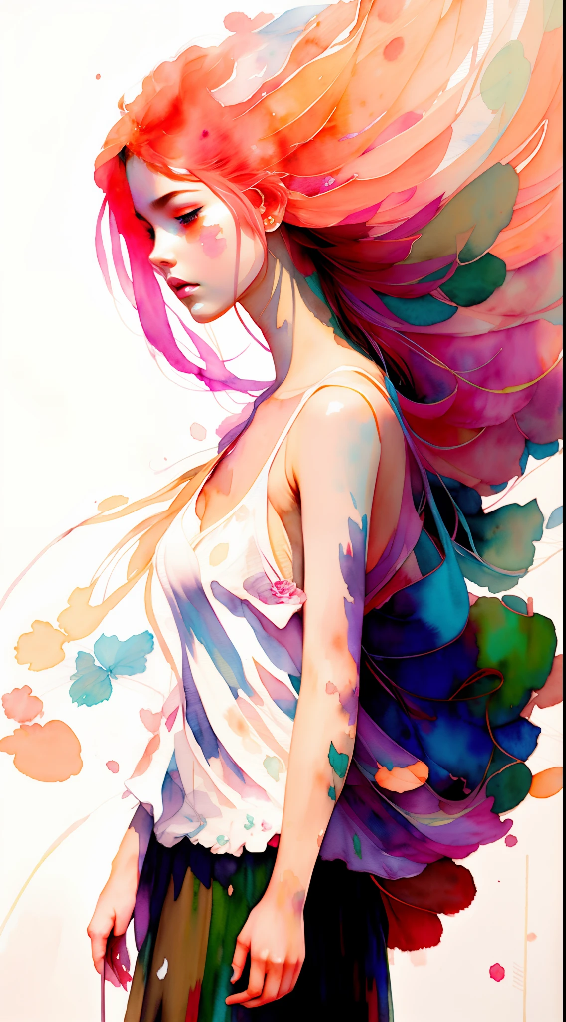 wtrcolor style, (rose) digital art, official art, blown by the wind, masterpiece, beautiful, ((watercolor)), paint splatter, intricate detail. Great detail, [dripping:0.7], Trending on Artstation, Rachel Walker