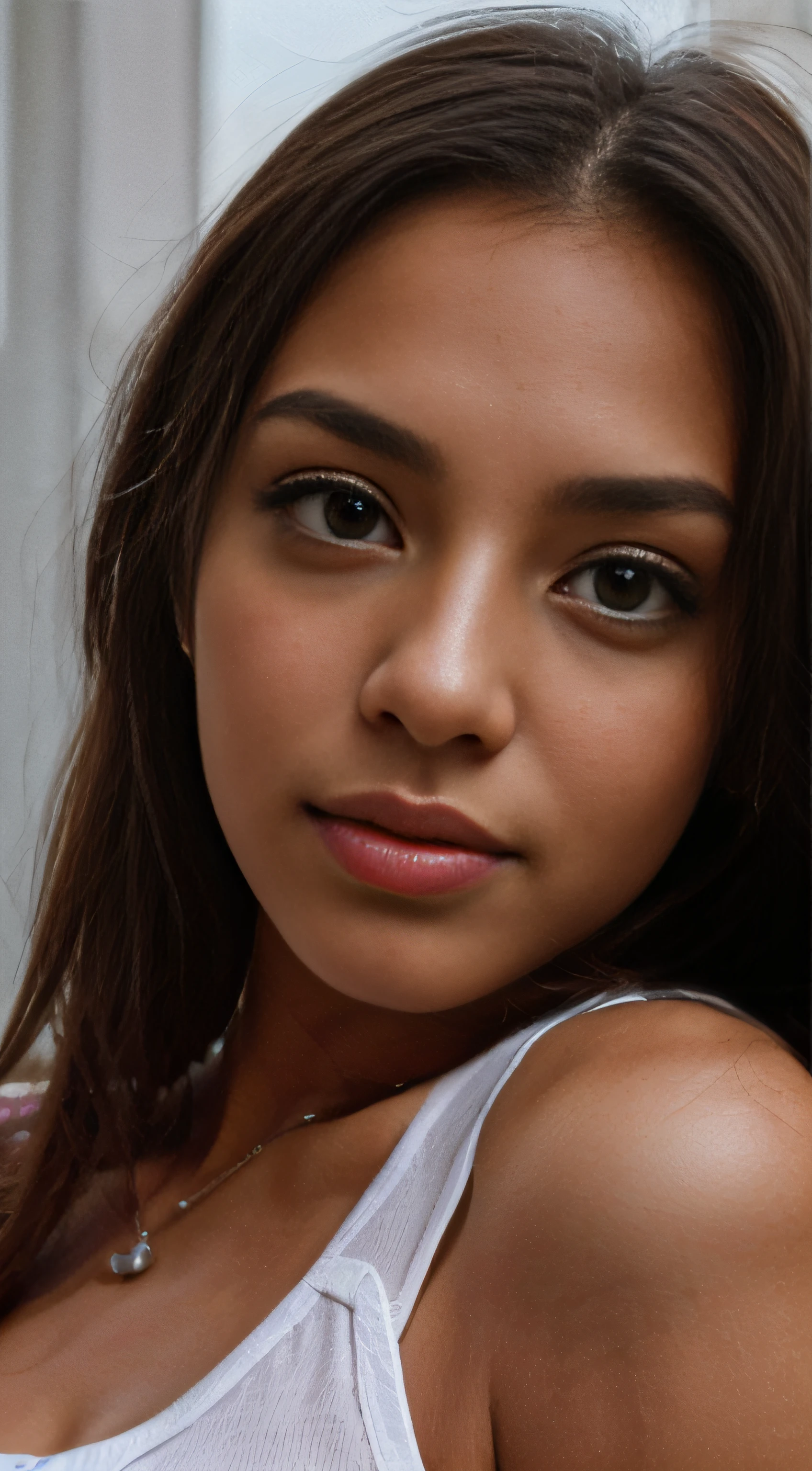 A beautiful portrait of a 25-year-old Mexican girl, Vista de cintura para arriba, Con un precioso pantalon de mezclilla azul, con una universidad de fondo. The girl has striking features, caracterizado por ojos detallados, labios detallados, y una cara extremadamente detallada. She has long eyelashes that enhance her feminine charm. The portrait is created using various artistic mediums, such as illustration or oil painting, para lograr una alta calidad, realista, e imagen fotorrealista. La calidad de imagen es exquisita, with a high resolution of 4K or 8K, Giving it a masterpiece look. Lighting emphasizes the girl's features, creating a vivid and captivating effect. La paleta de colores se selecciona cuidadosamente, focusing on vibrant colors that enhance the overall visual impact. The composition of the portrait shows the elegance and confidence of the girl, capturando su personalidad y juventud.