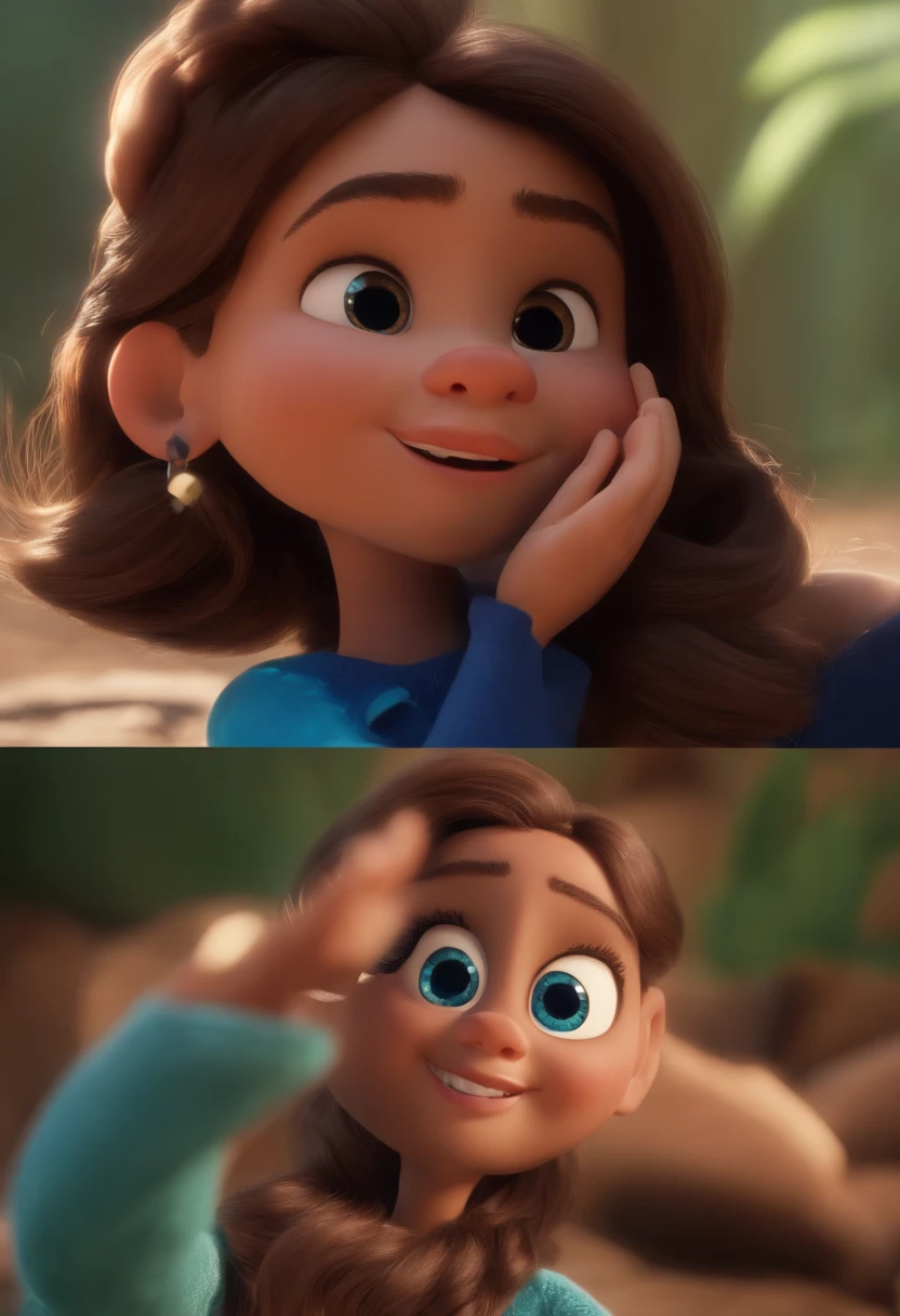 Garoto, estilo disney, tom de pele: claro:  Cabelo: marrom escuro, liso, curto, penteado para o lado direito. camisa: social, Cor azul. Fundo: Gray and white gradient,Comemorando, Hands raised, sorrindo, feliz, (estilo pixar) (obra-prima:1.2) (bokeh) (melhor qualidade) (pele detalhada) (textura detalhada) (8k) (claymation) (cinematic lighthing) (foco nítido
