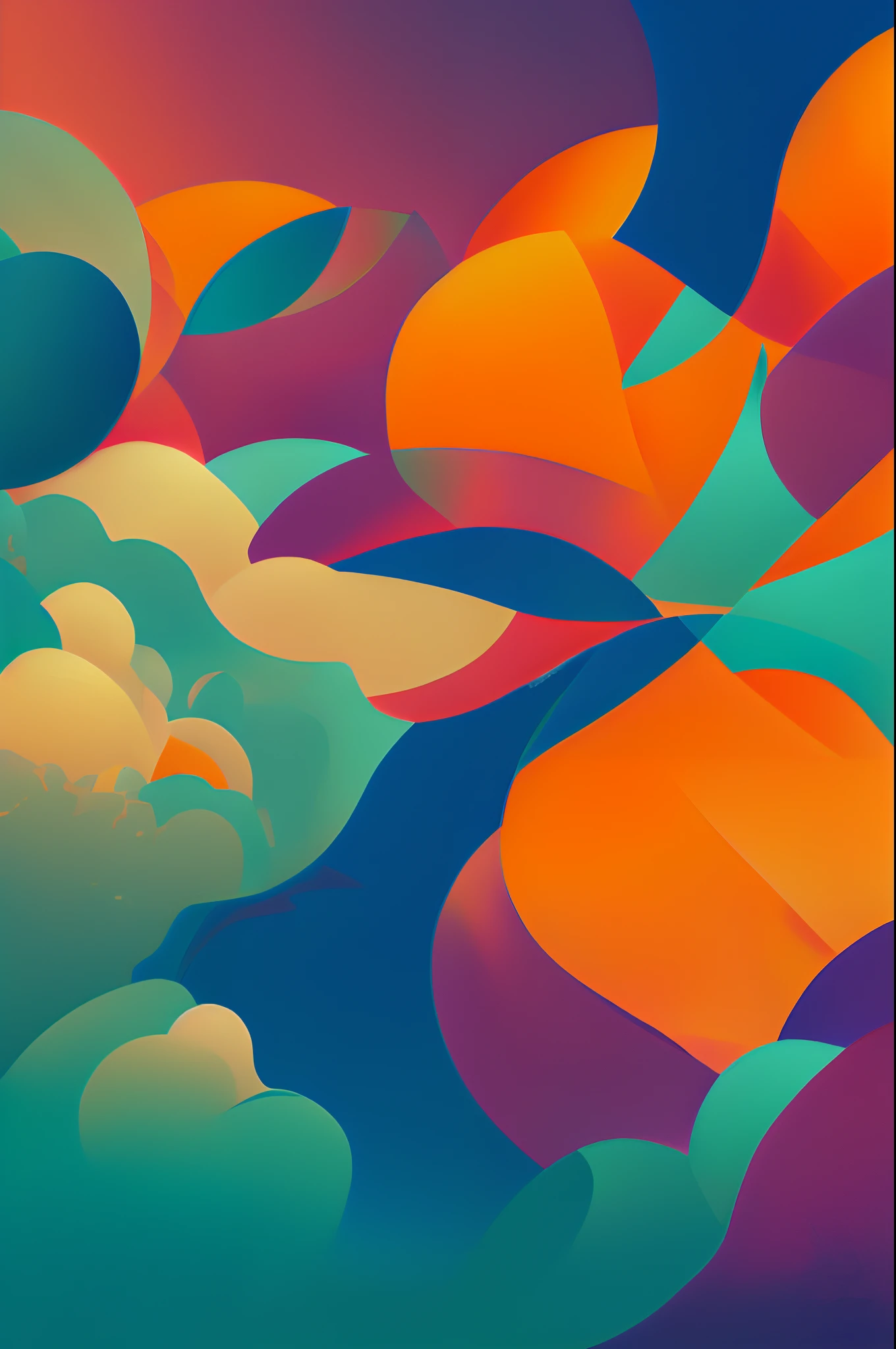Chinese New Year's Day，Chinese landscape, abstract paintings, Zen, Amy Sol style, With a cover art of light abstraction, Simple vector art, Contemporary Chinese art, Gradient of color, Soft color palette, layered forms, Whimsical animation, The style is ethereal and abstract