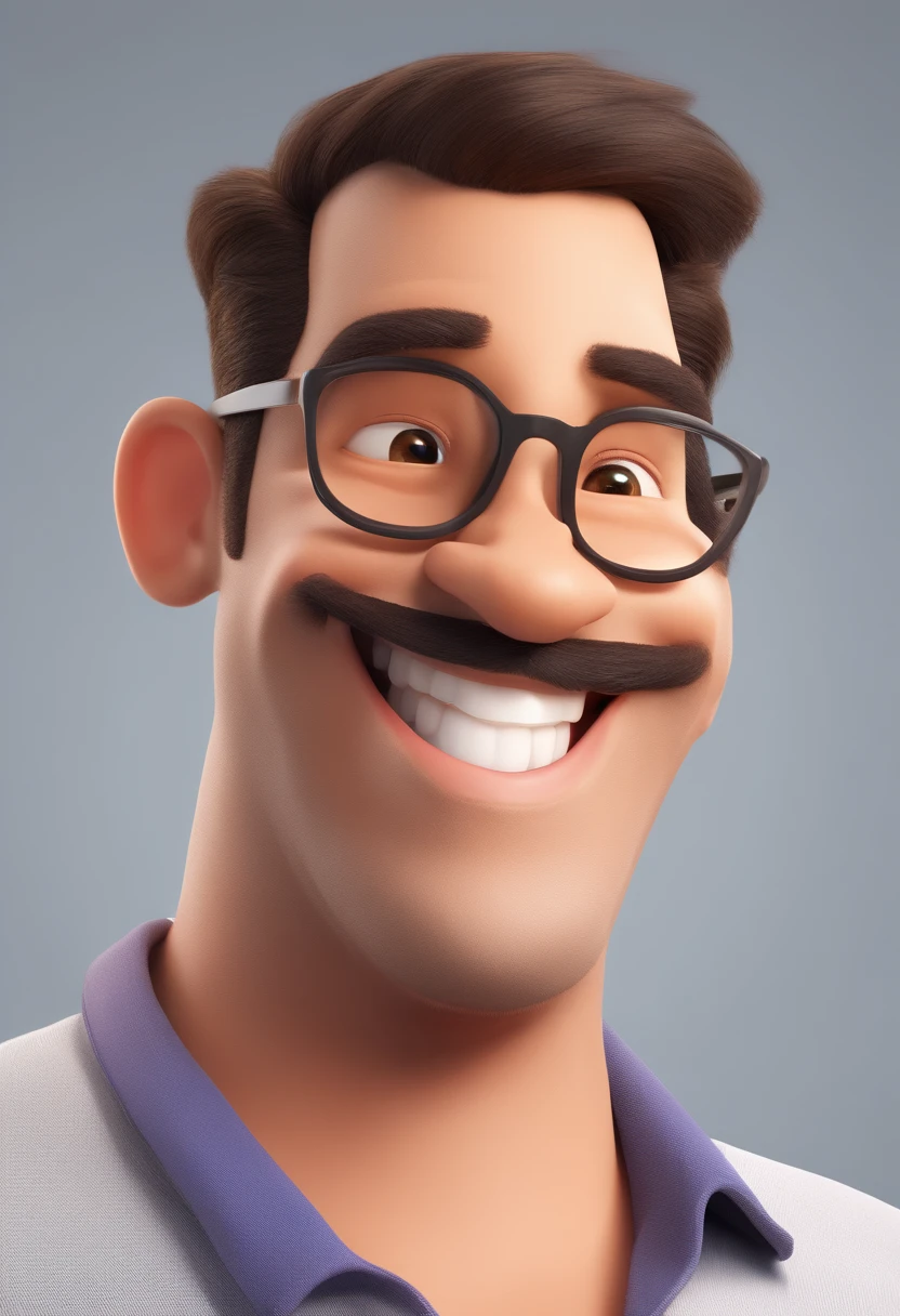 , sorriso insano, Homem de pele marrom com um sorriso gigante, happily smiling at the camera, sorriso atrevido, he's smiling, sorriso muito grande, Macho sorridente, foto de perfil headshot, rindo sorriso enorme, desenhando no estilo Arte 3D, c4d, fundo de cor branco puro, estilo disney, estilo pixar render ilustracao Super Detalhe, 8k Brasil
