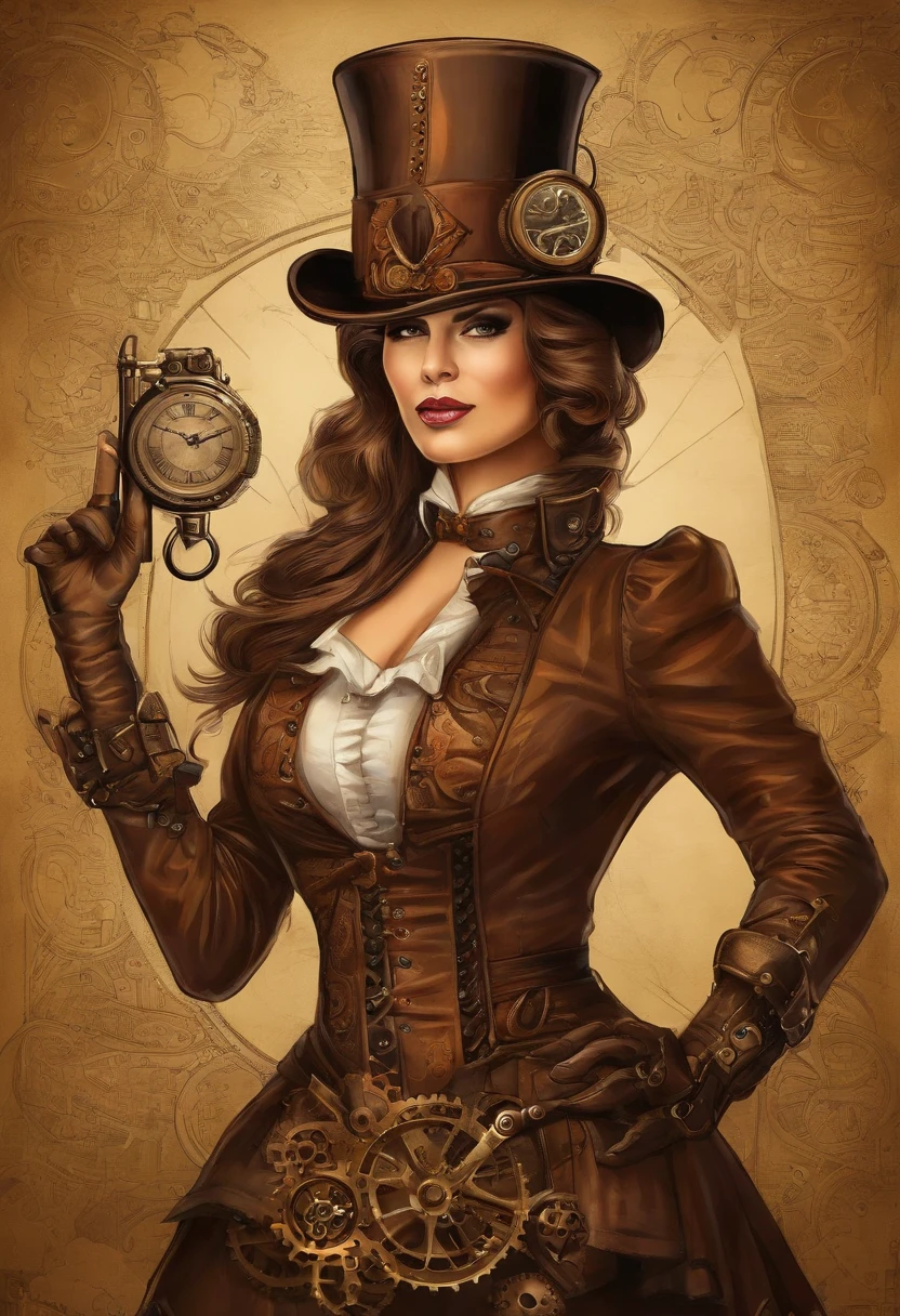 There was a man in a steampunk hat，Mulher com uma arma., menina steampunk, usando trajes steampunk, Inventor adolescente steampunk, (Steampunc), ( Steampunc ), NO ESTILO STEAMPUNK, Steampunc, Steampunk Fiction, steampunk aesthetic, Deusa steampunk bonita, steampunk mulher anime bonita, Steampunc, fantasia Steampunk, estilo de fantasia steampunk, arte steampunk, arte digital steampunk, roupas steampunk