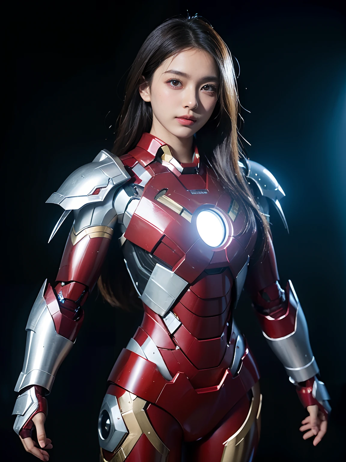 (((Ultra-sharp resolution))), ((Top Quority))), Bishoujo Iron Man Armor Suit Mecha Nice Body and Face, (((cowboy shots)))
