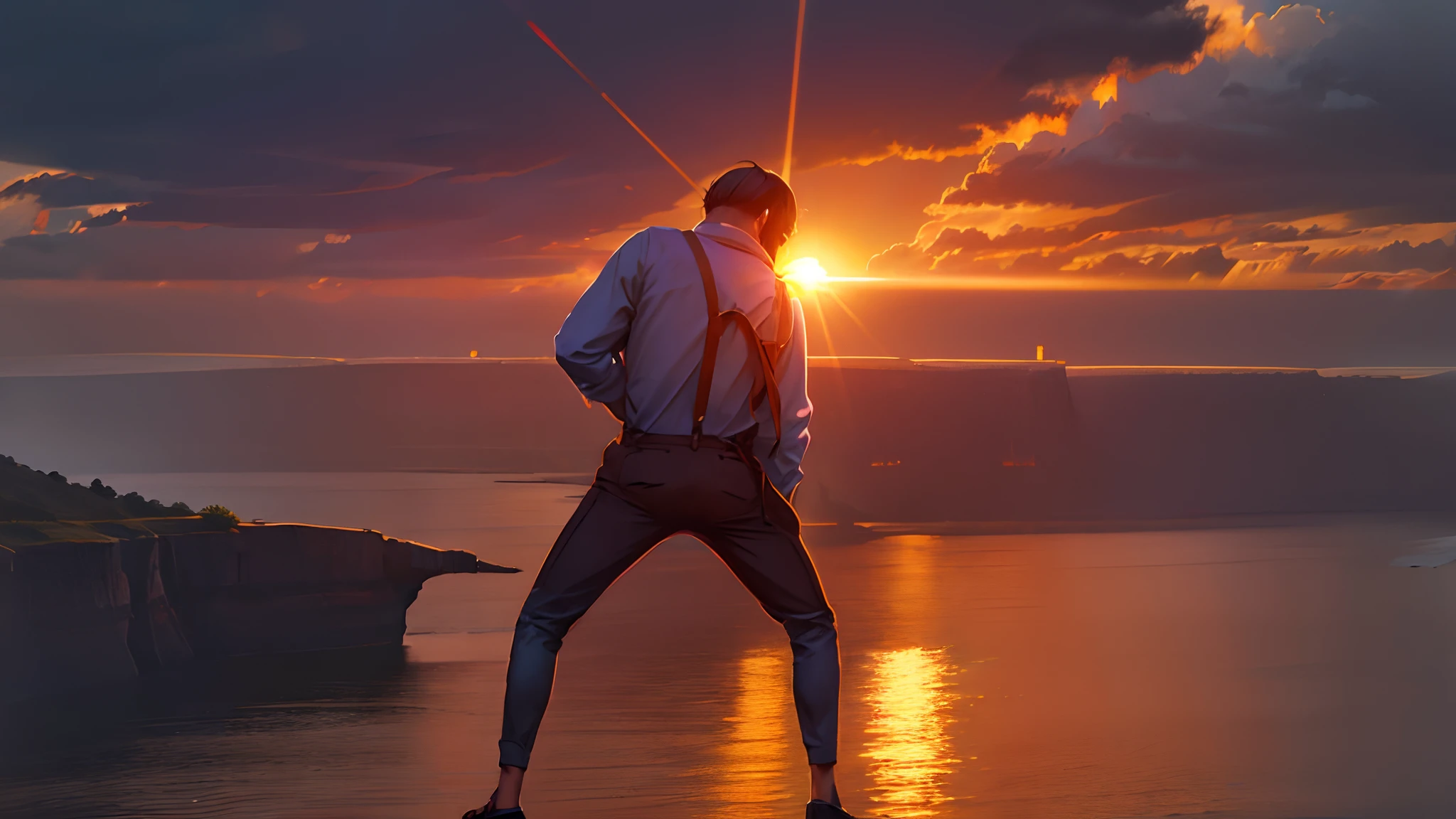 the sunset,eventide,Suspenders,There are cliffs in front,