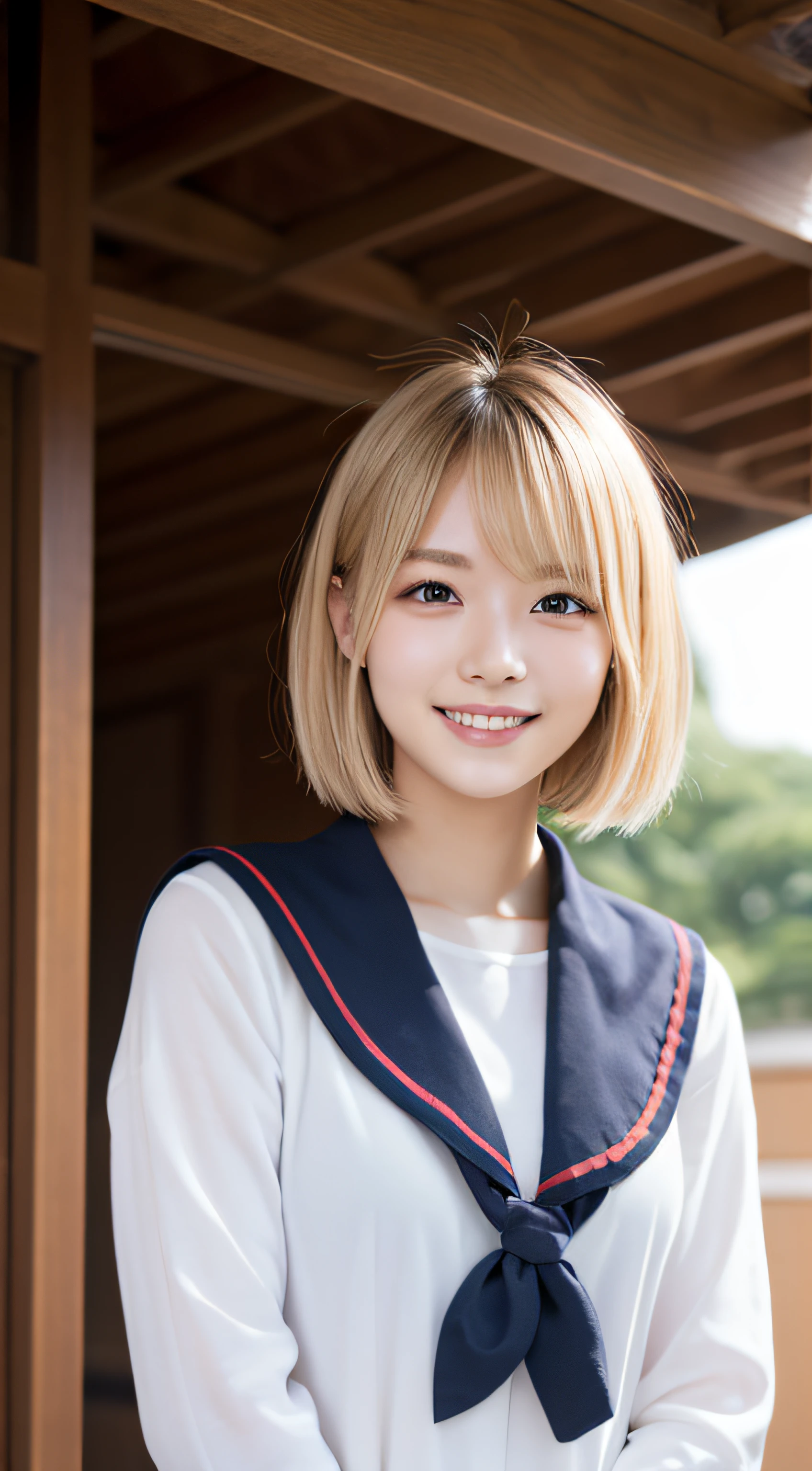 {{masutepiece, Best Quality, extremely details CG, Unity 8k壁纸, Cinematic lighting, }}, Sony α7, wide frame, south pacific, During the war with the Asian powers, The wind blowing on the Aegis ship, 1 girl, Full body, Smile, She is a sailor in the US Navy, Caucasian, 20 years old, Smile, Blonde hair, a short bob, Blue eyes , long eyelashes ,