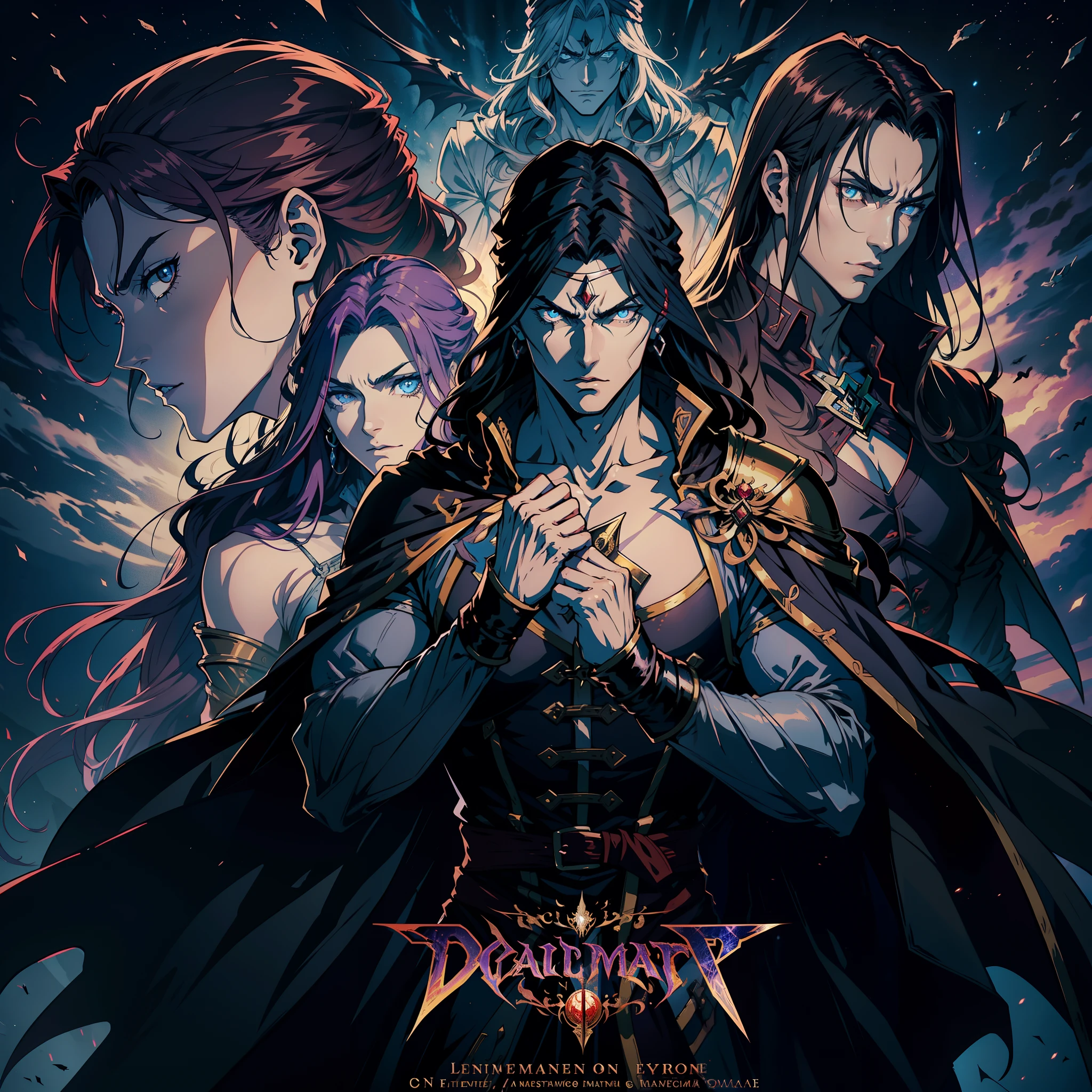 Castlevania Hyper Réaliste Shadow Lord Super Détaillé Plan dynamique Master Piece of Lord Dracula Guerrier arabe médiéval avec turban rouge Visage effrayant Hokuto No Ken Structure Visage musclé Kenshiro Troupes à la tête Armée de démons pour combattre les détails tranchants Scènes cinématographiques Film épique Film hyper réaliste Film Légendaire Film épique