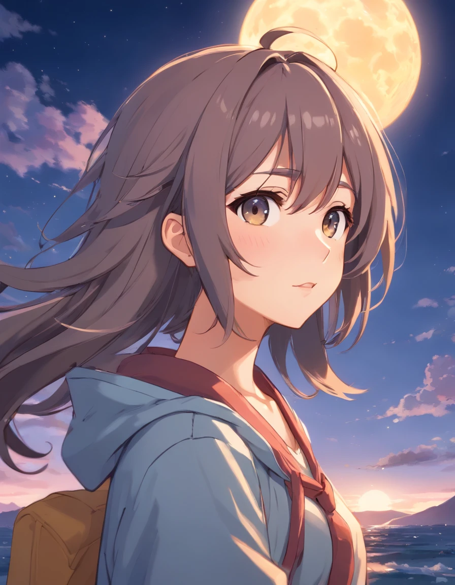chica anime con el pelo largo y gris y una media luna y un gusano sobre su cabeza, Anime Moe Artstyle, Imagen de perfil de Discord, Chica anime con pelo largo, linda cara de anime, (Chica anime), Linda cara de anime natural, Anime visual de una chica linda, Shikamimi, Cara de chica de anime extremadamente linda, Cara de Ahegao, en un estilo anime, high quality anime artstyle. Add a few tears to your eyes, i,agen de cuerpo completo en ropa interior