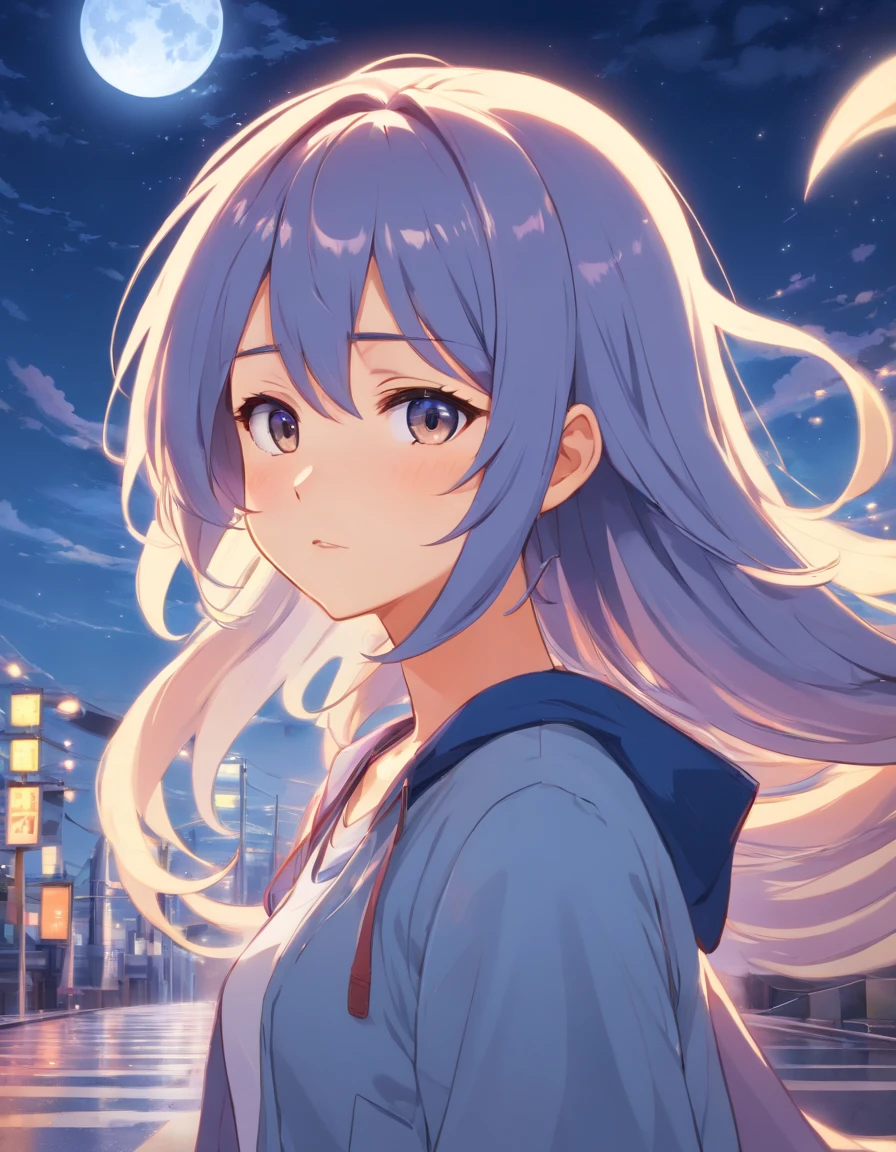 chica anime con el pelo largo y gris y una media luna y un gusano en su cabeza, Anime Moe Artstyle, Imagen de perfil de Discord, Chica anime con pelo largo, linda cara de anime, (Chica anime), Linda cara de anime natural, Anime visual de una chica linda, Shikamimi, Cara de chica de anime extremadamente linda, Cara de Ahegao, en un estilo anime, high quality anime artstyle. Add a few tears to your eyes, imagen de cuerpo completo en ropa interior
