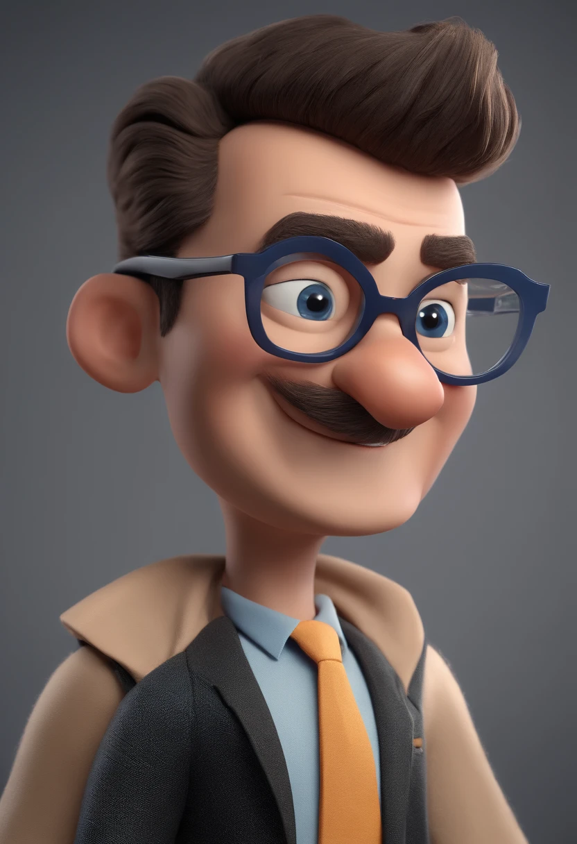 Cartoon character of a man with black glasses and a blue shirt, animation character, Caractere estilizado, animation style rendering, 3D estilizado, Arnold Maya render, 3 d render stylized, toon render keyshot, Personagem 3D, Personagem 3D, 3d rendering stylized, 3 d character render, personagem de desenho animado, Personagem de close up, Pose de personagem, (Estilo Pixar) (master part:1.2) (Bokeh) (best quality) (pele detalhada) (textura detalhada) (8k) (argila) (Cinematic lighting) (foco nítido