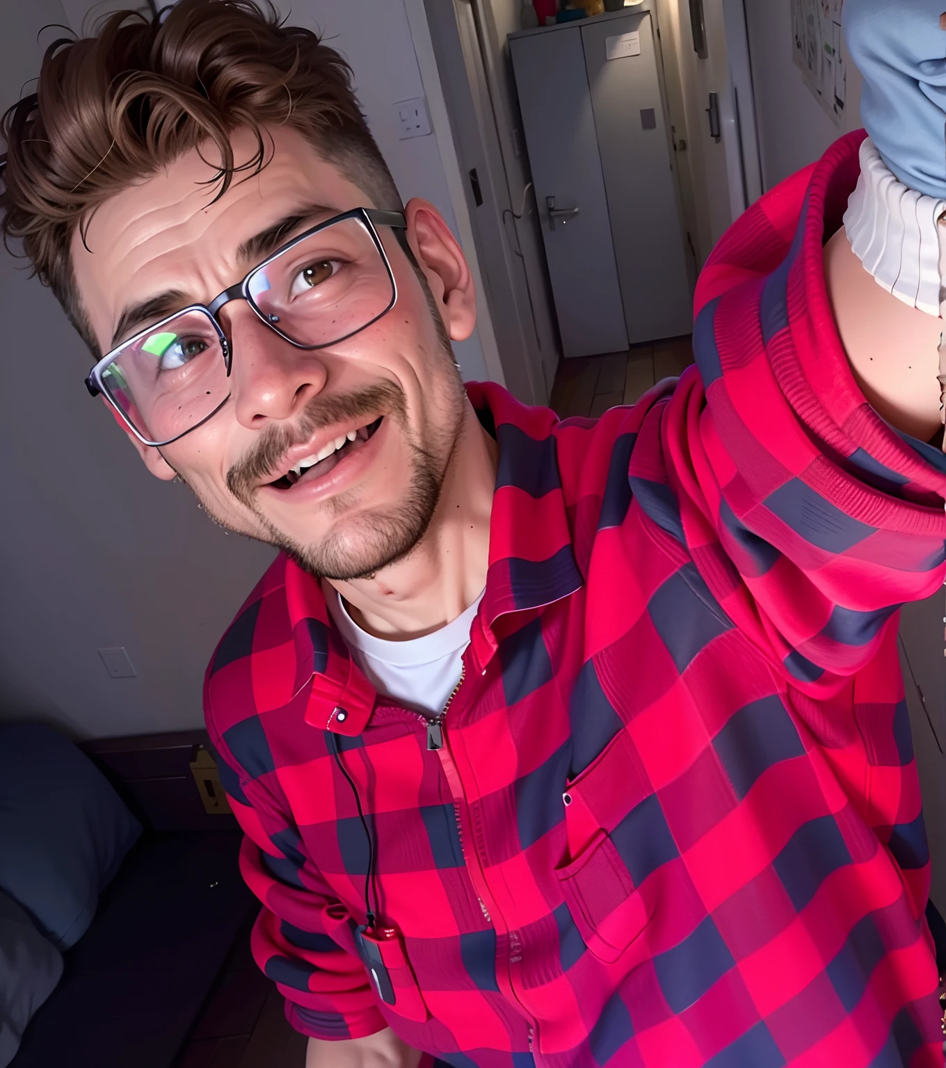 Um jovem em seu apartamento