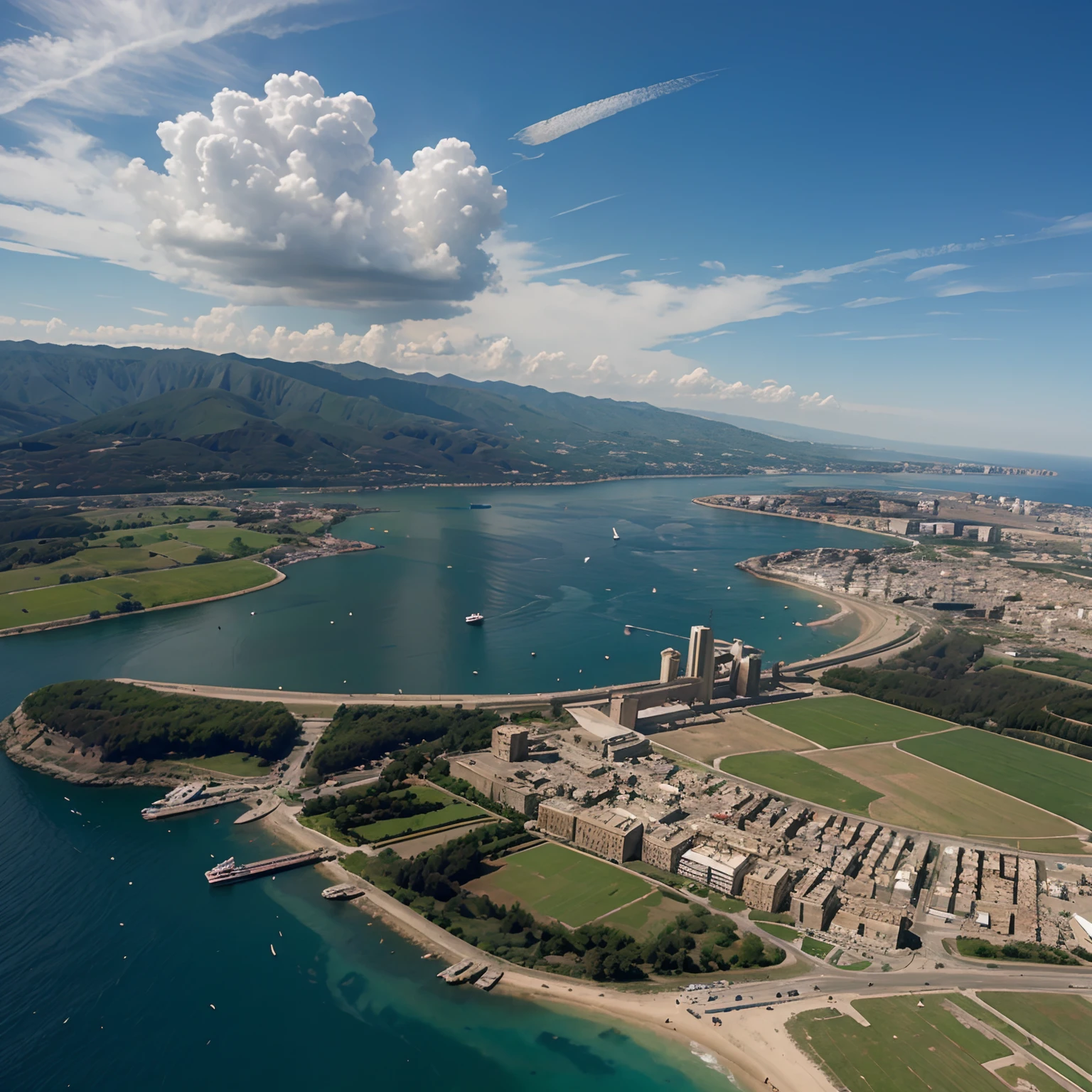 citta bombardata vista aerea