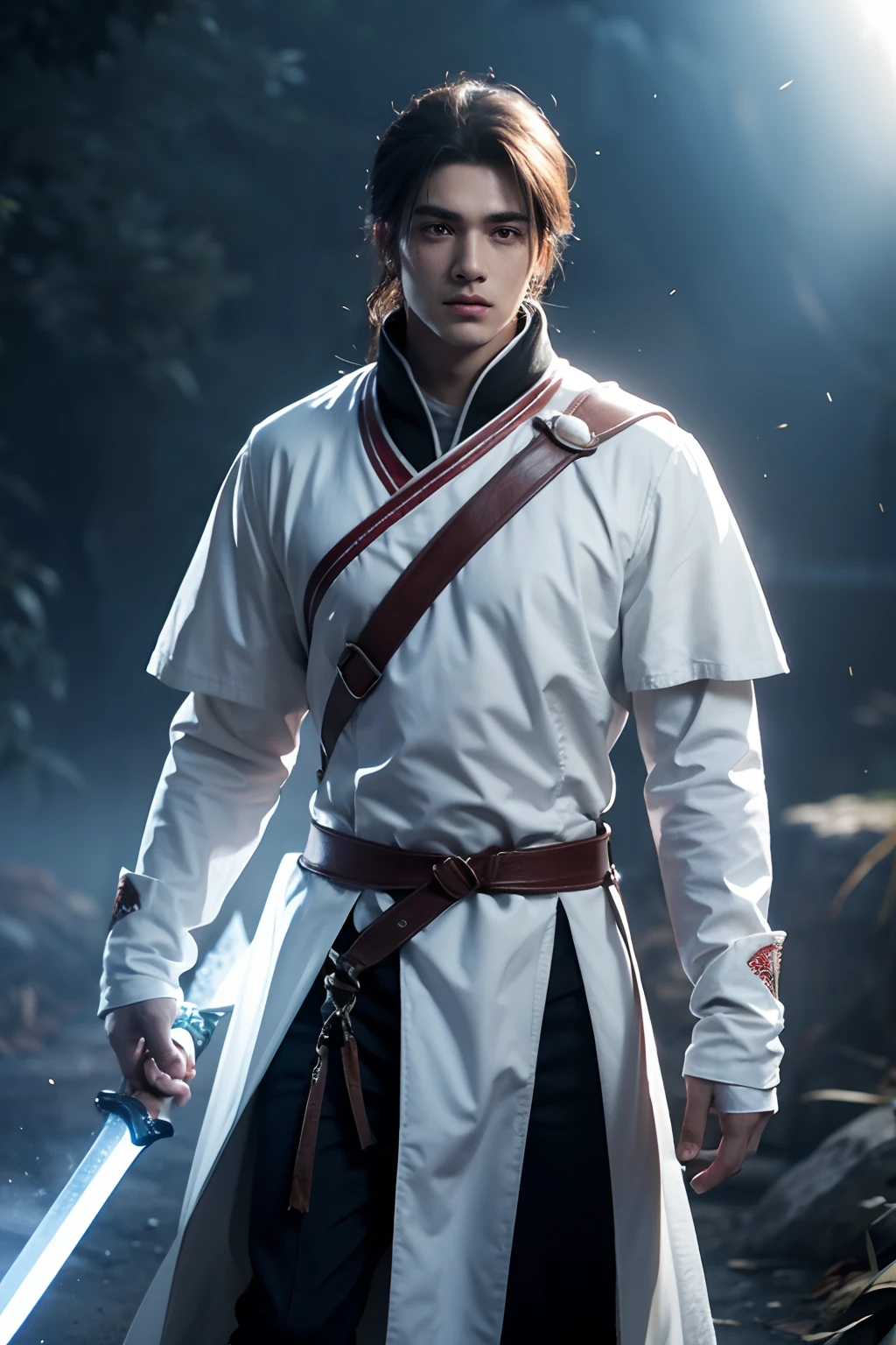 Game characters，ember，Manteau blanc，Heroic，Super handsome，The sword