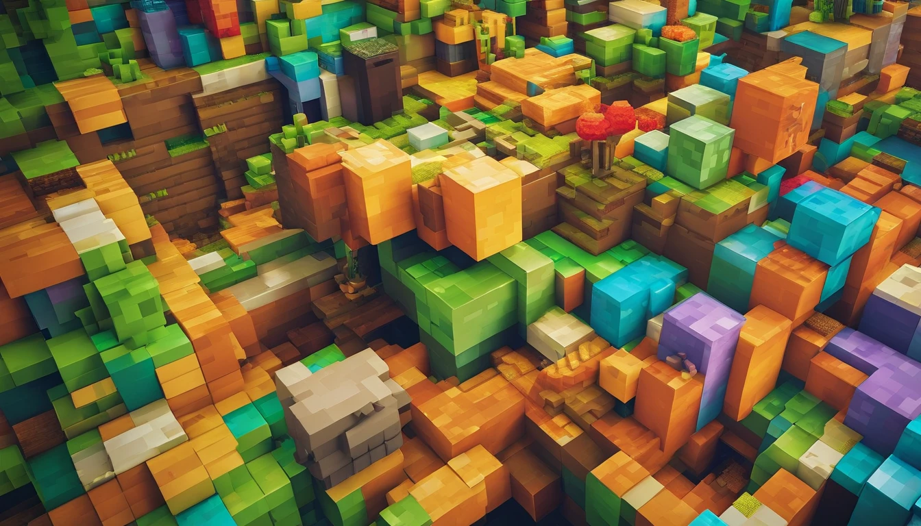 Photo wallpaper - 3D Minecraft block