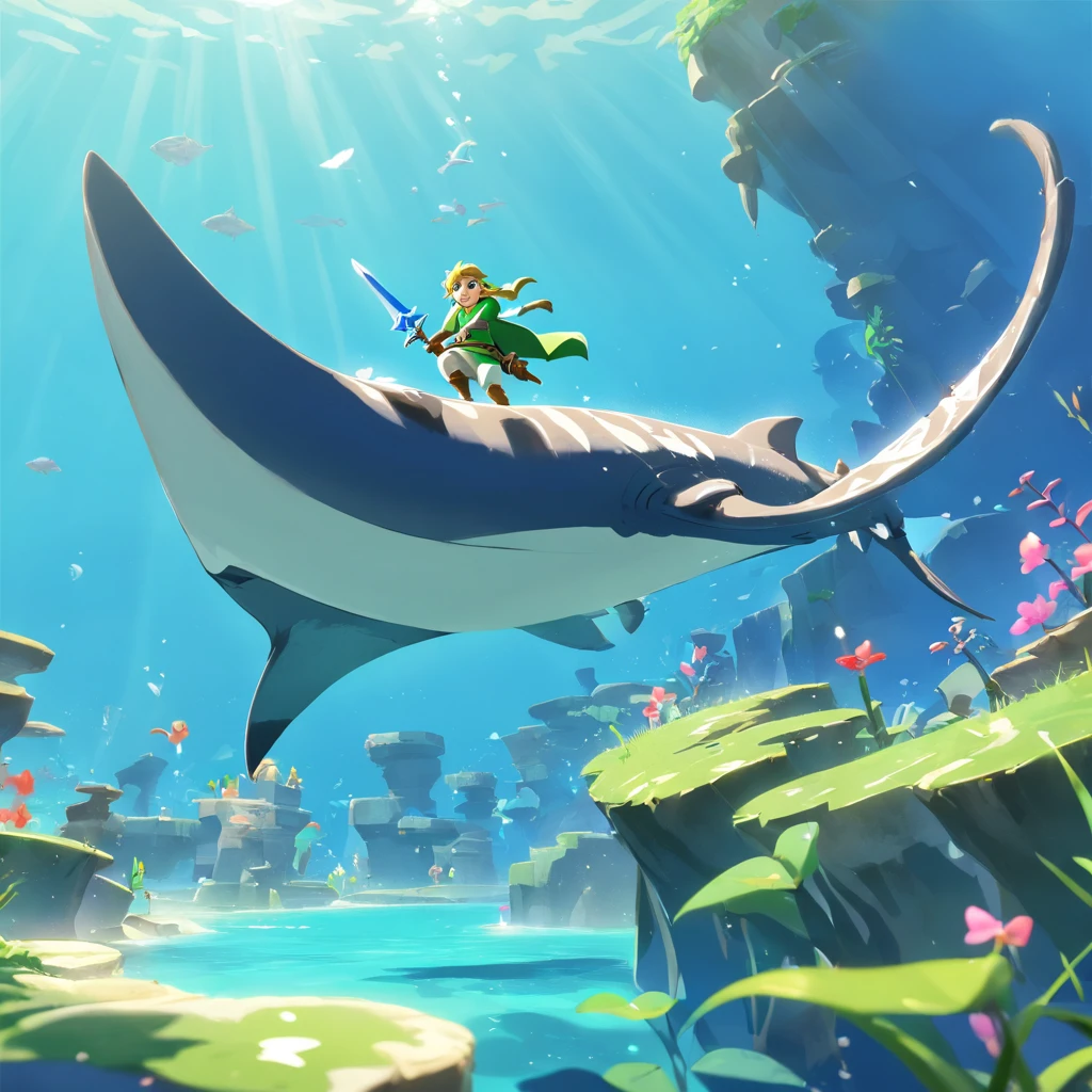 Best quality, Masterpiece, 超高分辨率, (Realisticity: 1.4), Manta rays,Side angle,